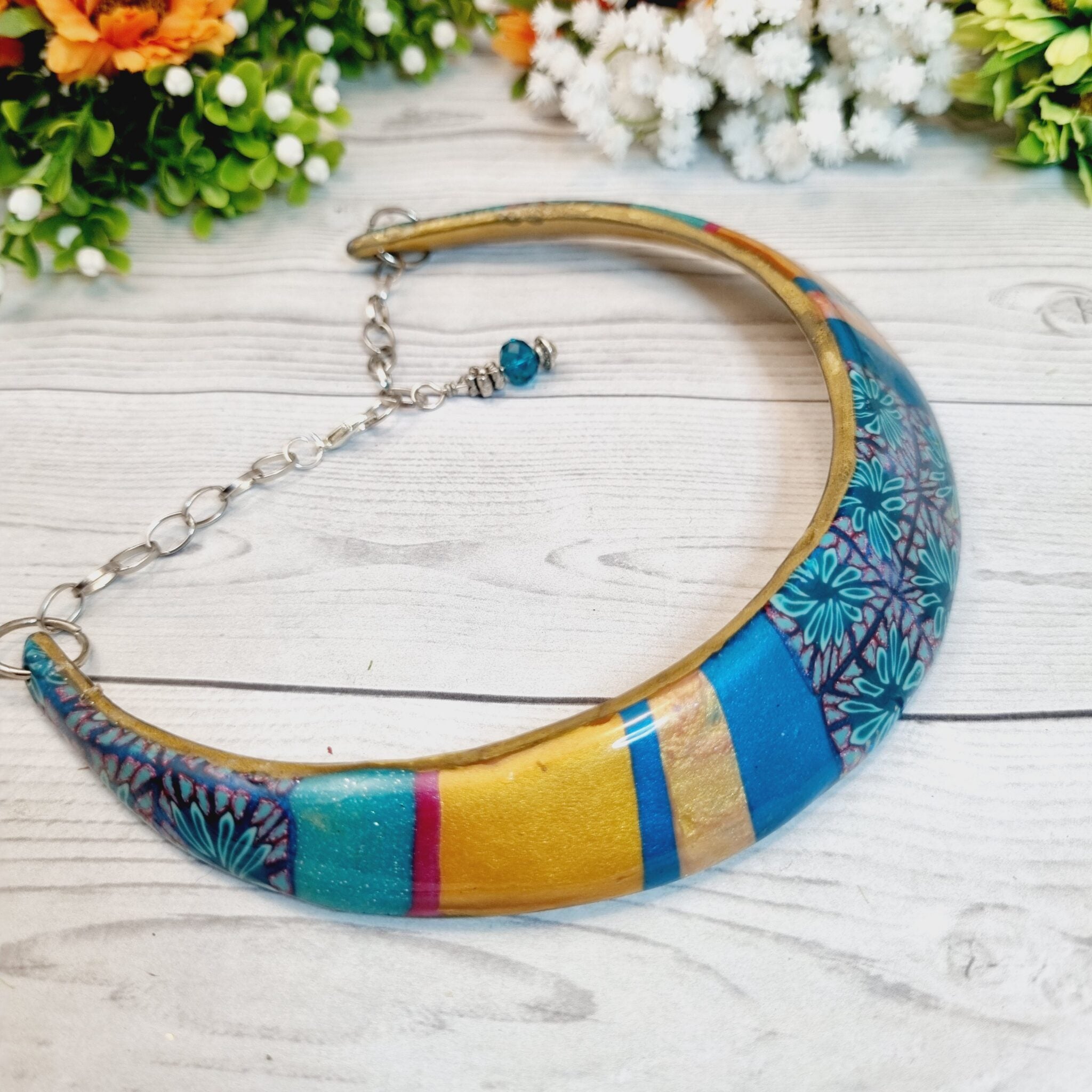 Full Collar Polymer Clay Necklace Earthbound Majesty