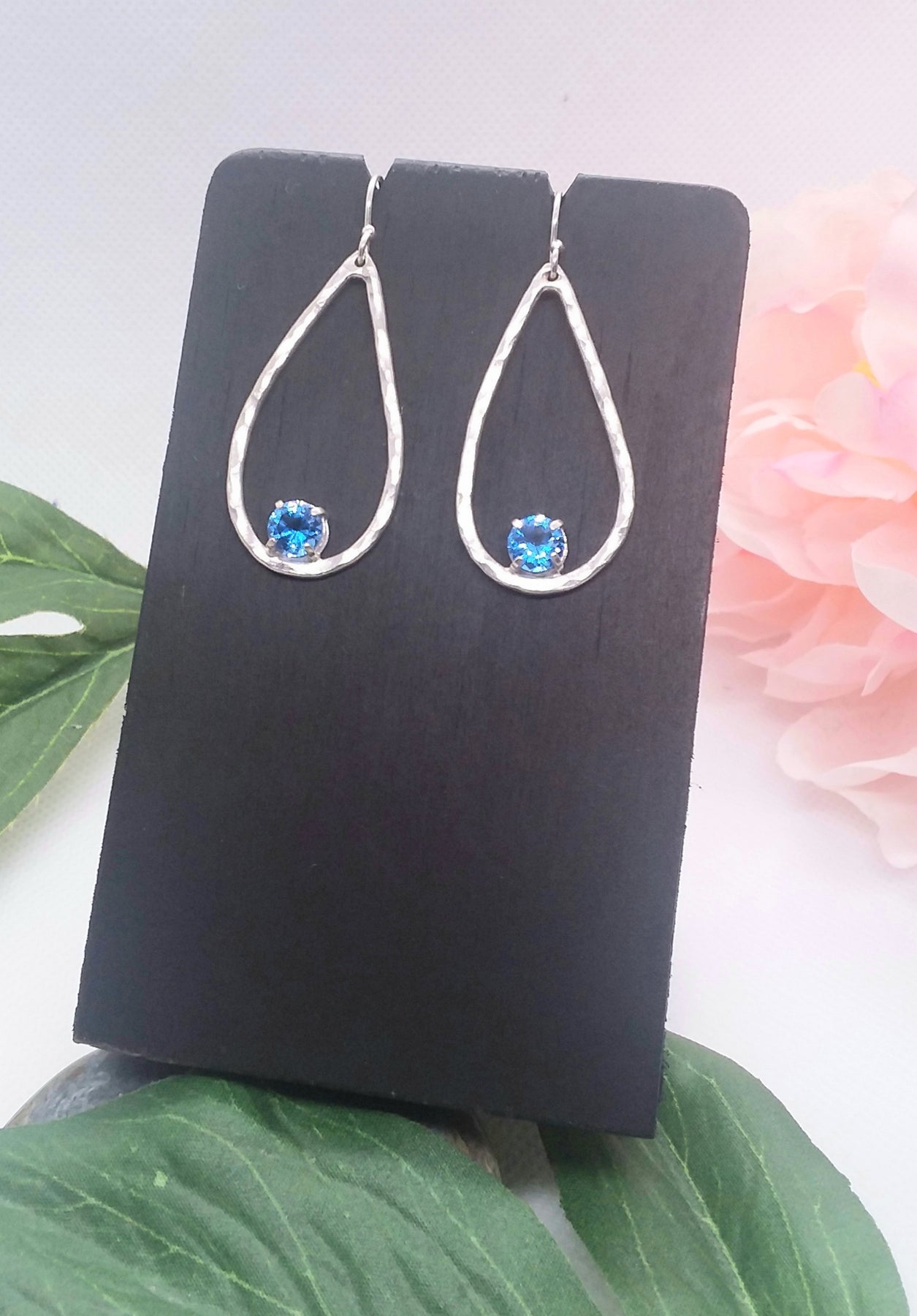 Sterling silver blue cubic zironia earrings