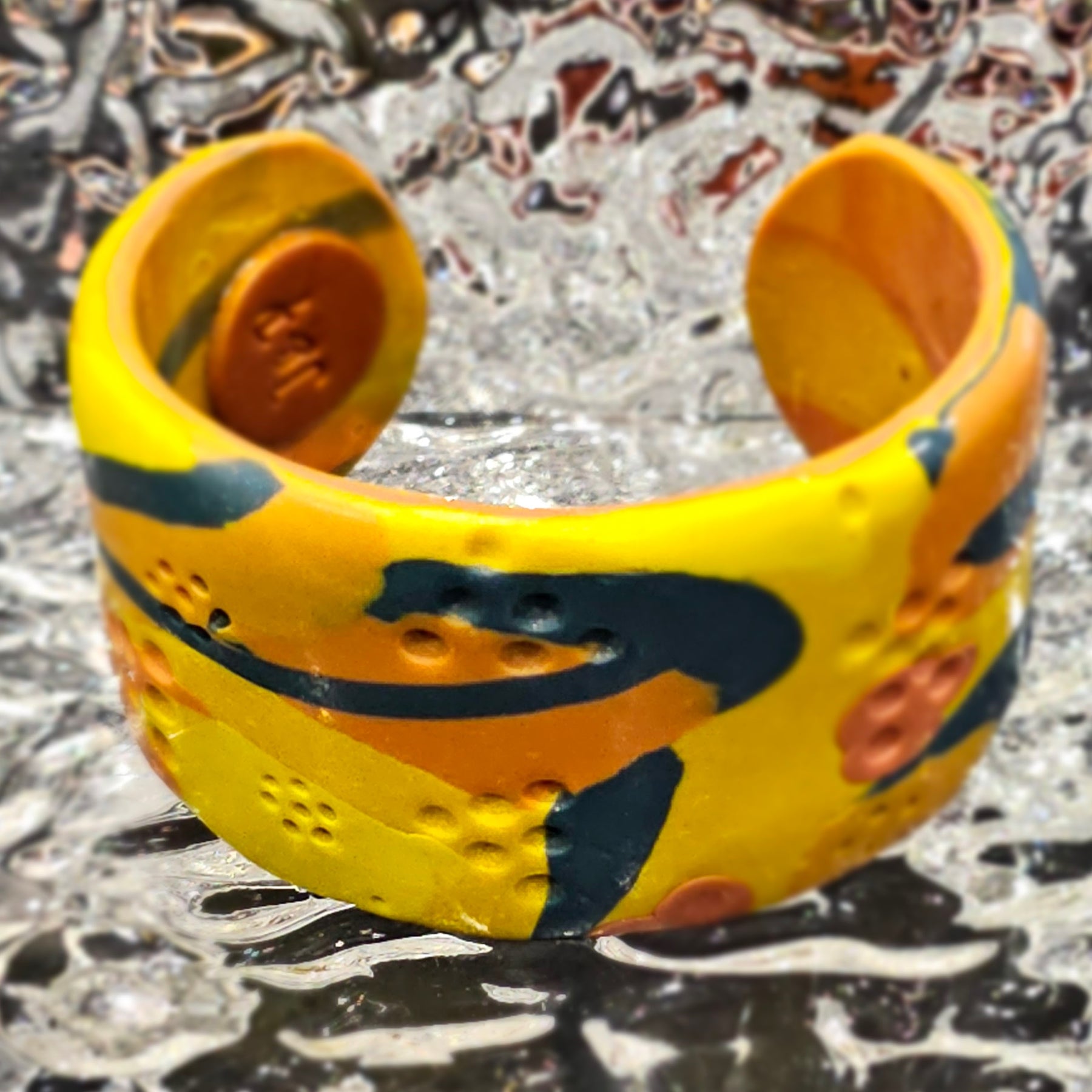 SUNBURST BLOOM - HANDMADE POLYMER CLAY CUFF