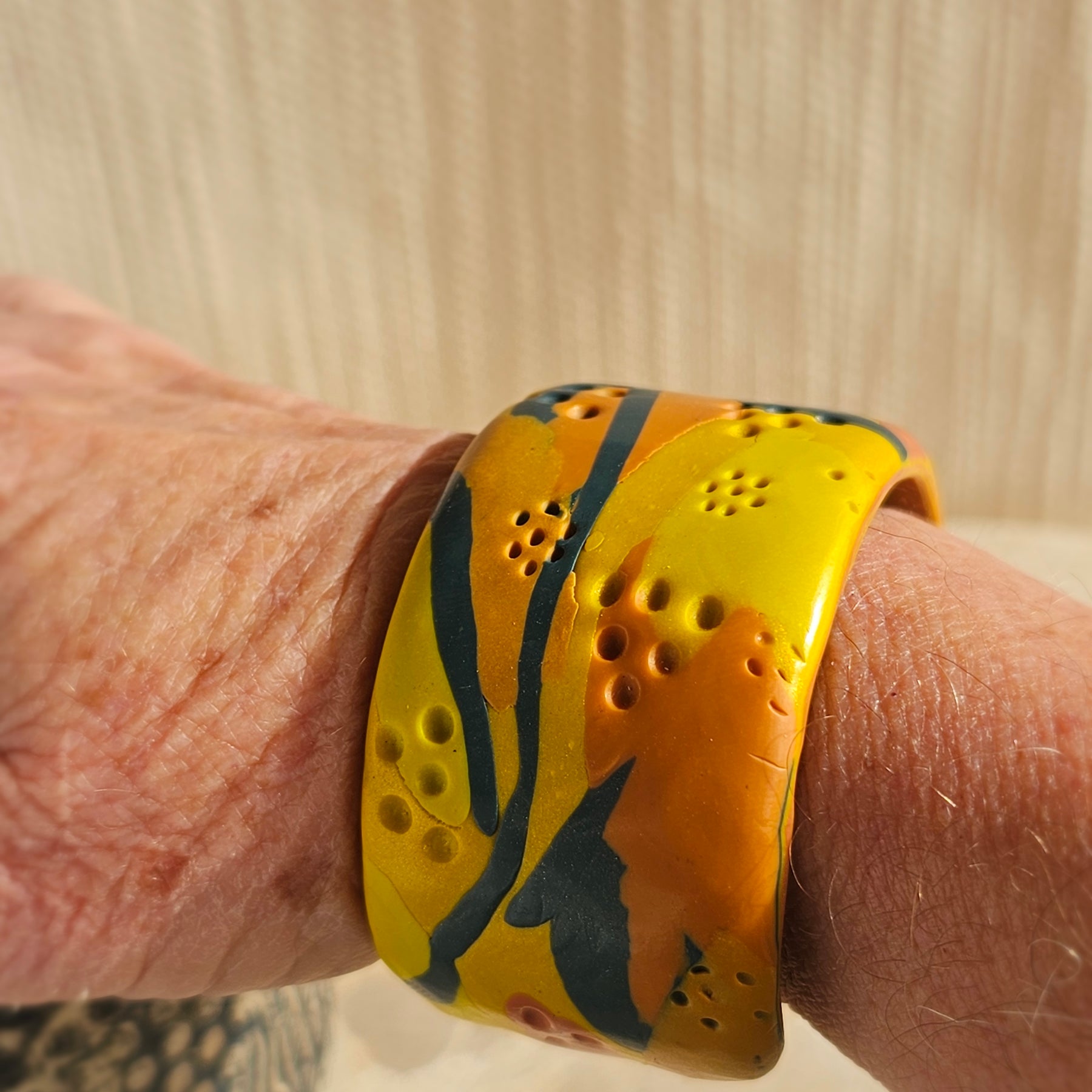 SUNBURST BLOOM - HANDMADE POLYMER CLAY CUFF