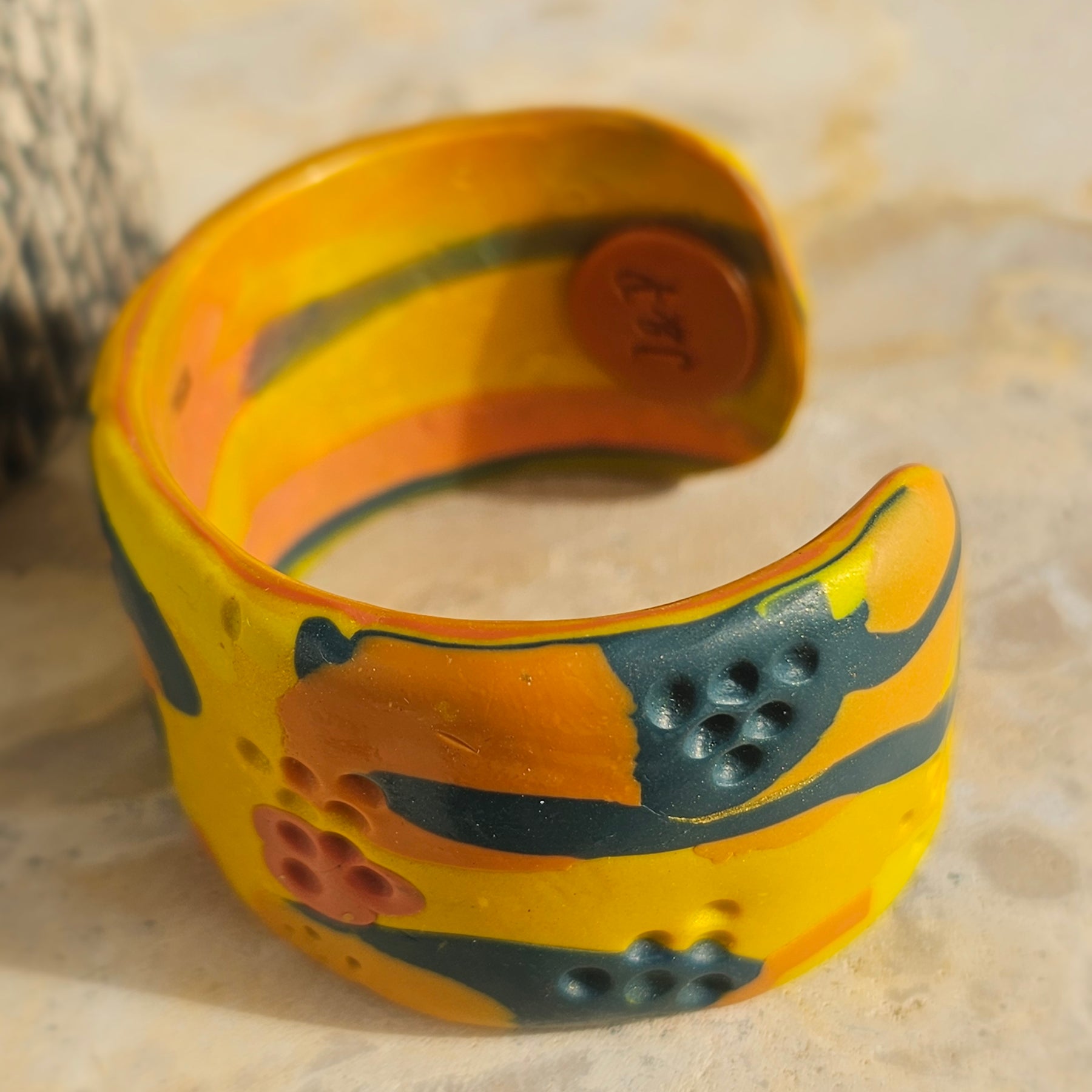SUNBURST BLOOM - HANDMADE POLYMER CLAY CUFF