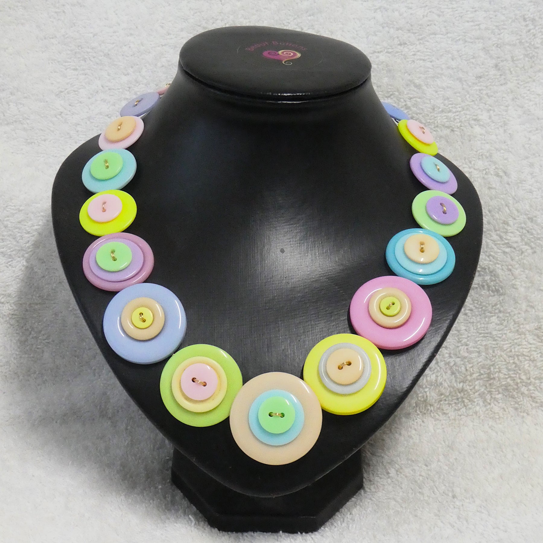 Pastel colours button necklace