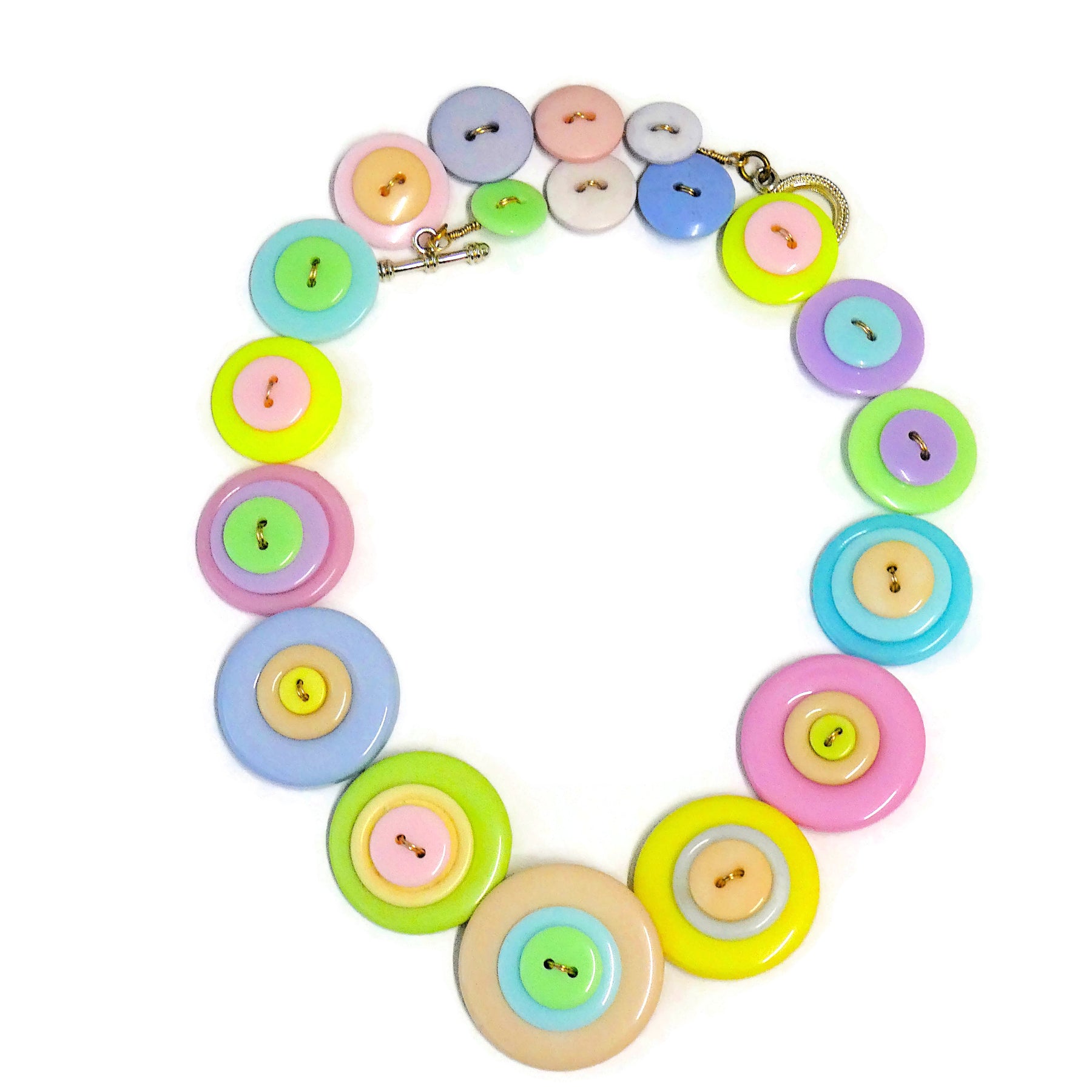 Pastel colours button necklace