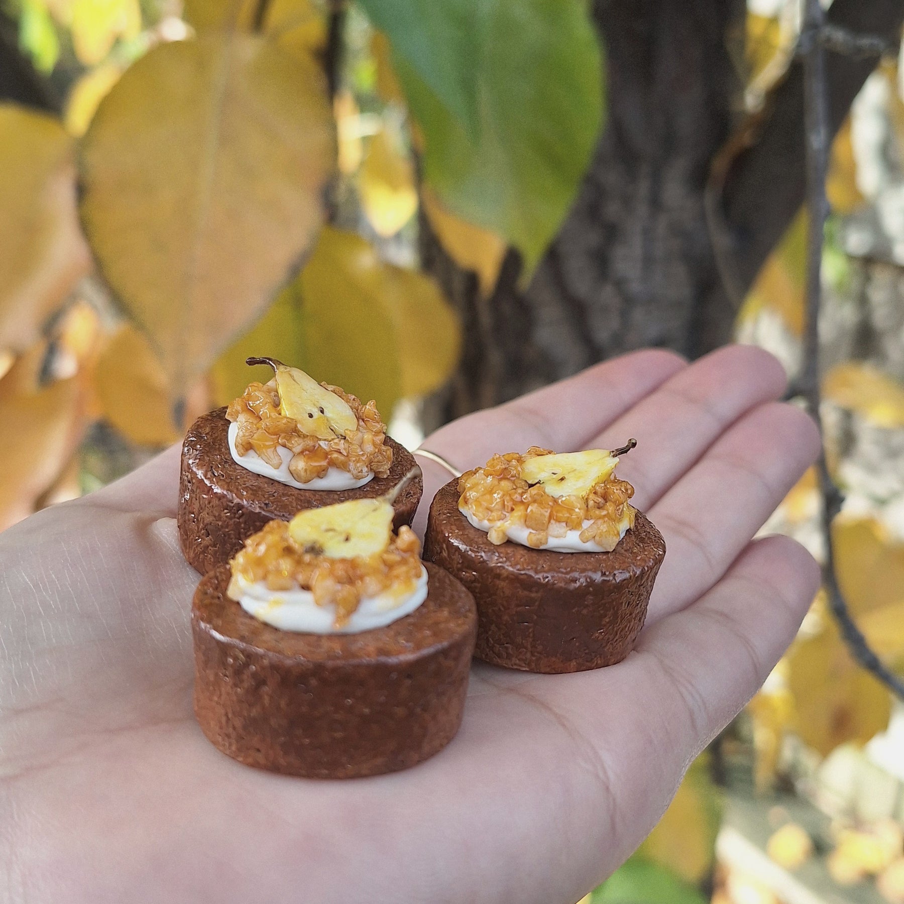 CARAMEL PEAR CAKE, 1:12 scale - MINIATURE NON EDIBLE