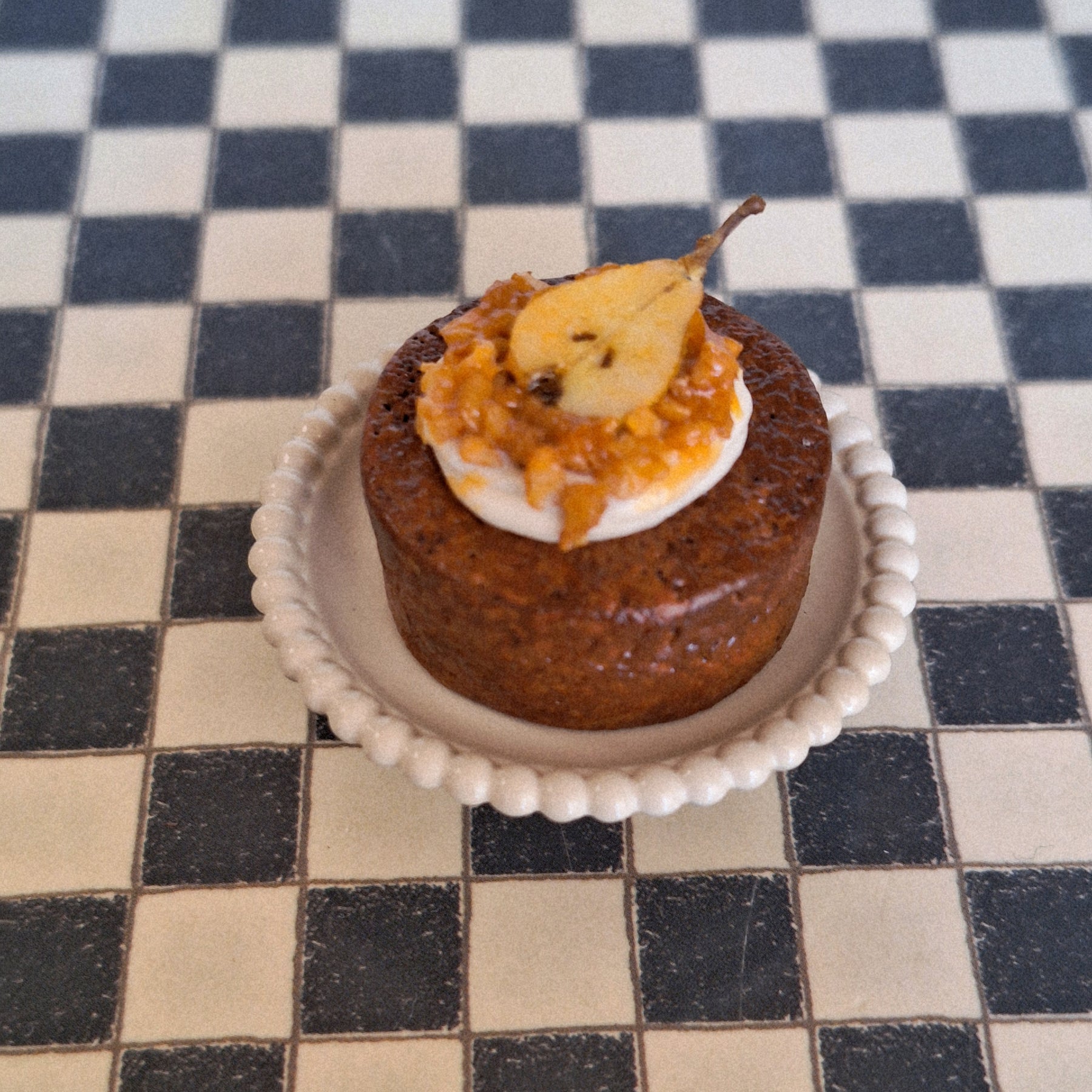 CARAMEL PEAR CAKE, 1:12 scale - MINIATURE NON EDIBLE