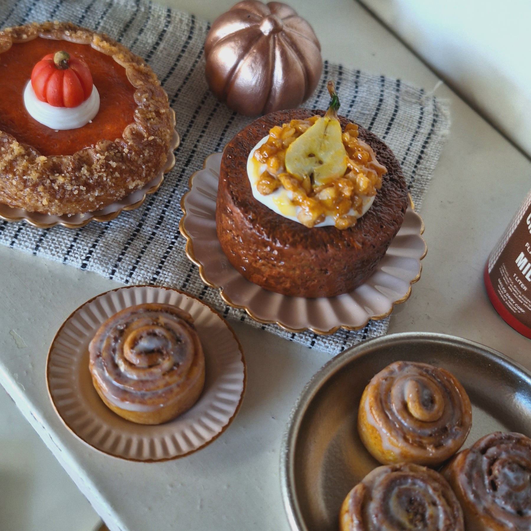 CARAMEL PEAR CAKE, 1:12 scale - MINIATURE NON EDIBLE