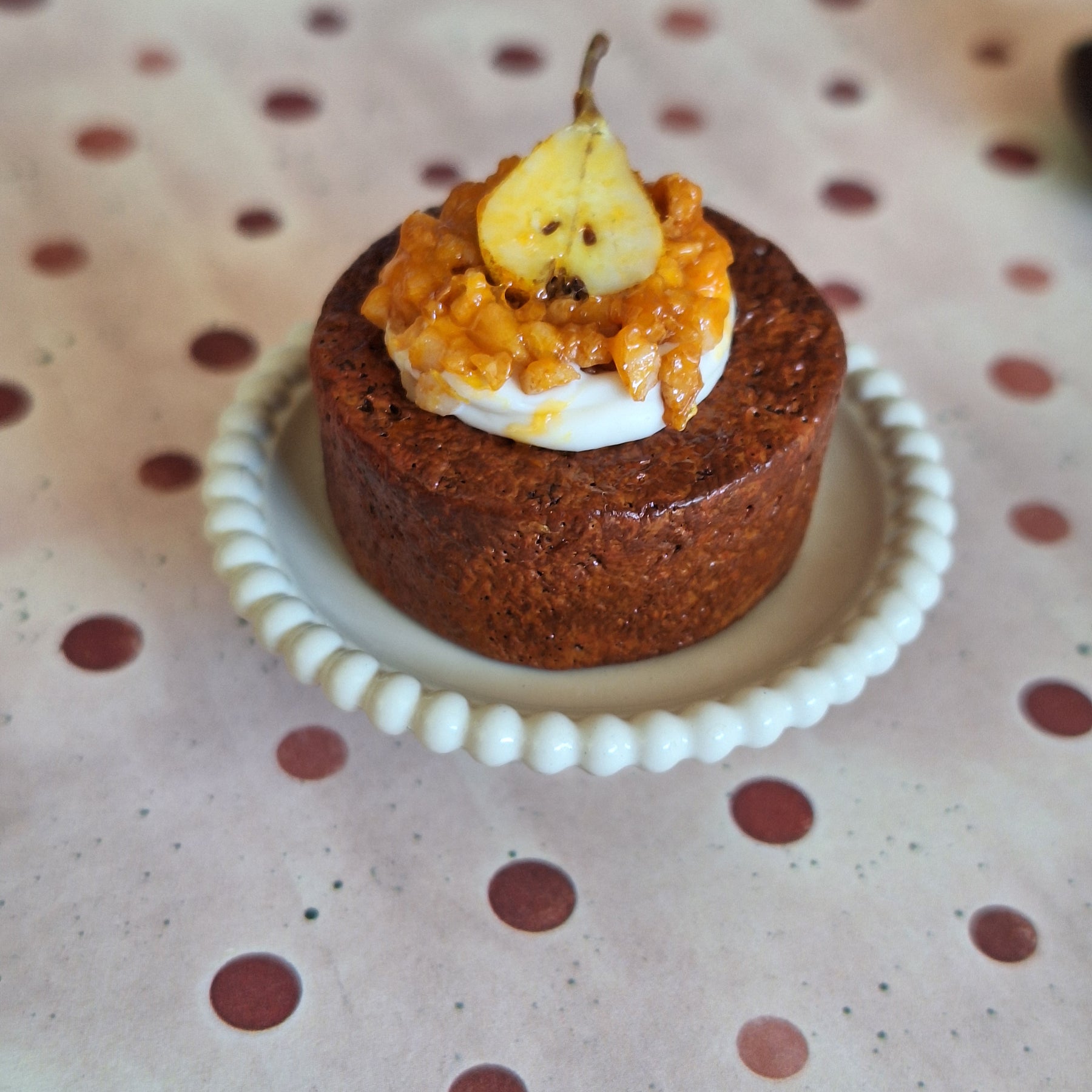 CARAMEL PEAR CAKE, 1:12 scale - MINIATURE NON EDIBLE