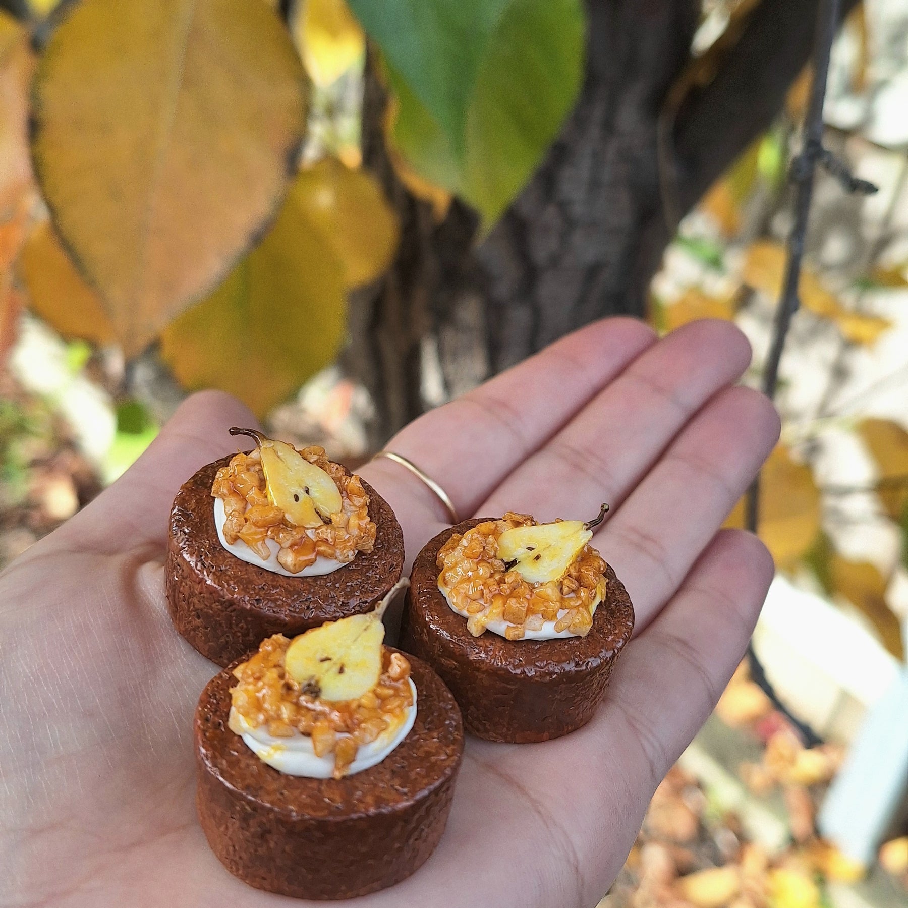 CARAMEL PEAR CAKE, 1:12 scale - MINIATURE NON EDIBLE