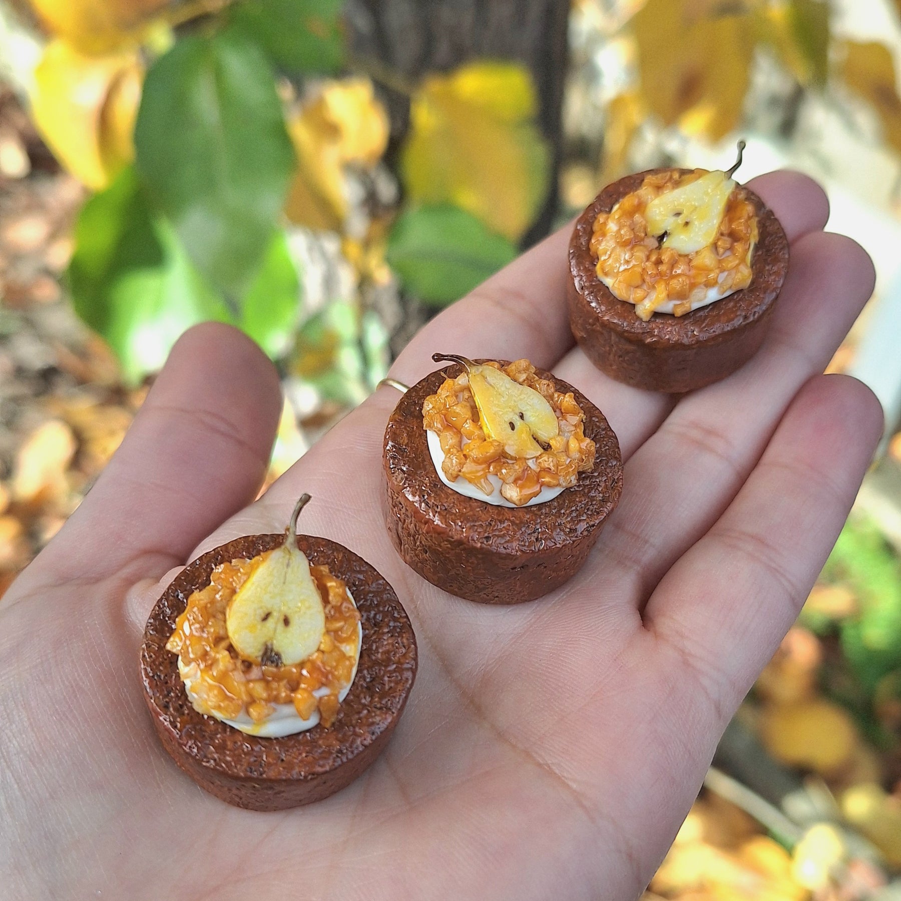 CARAMEL PEAR CAKE, 1:12 scale - MINIATURE NON EDIBLE