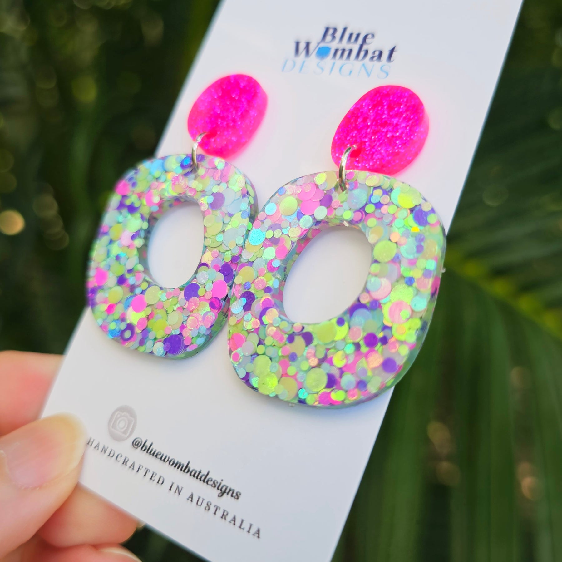 Resin Glitter Organic Shape Hoop Dangle Earrings