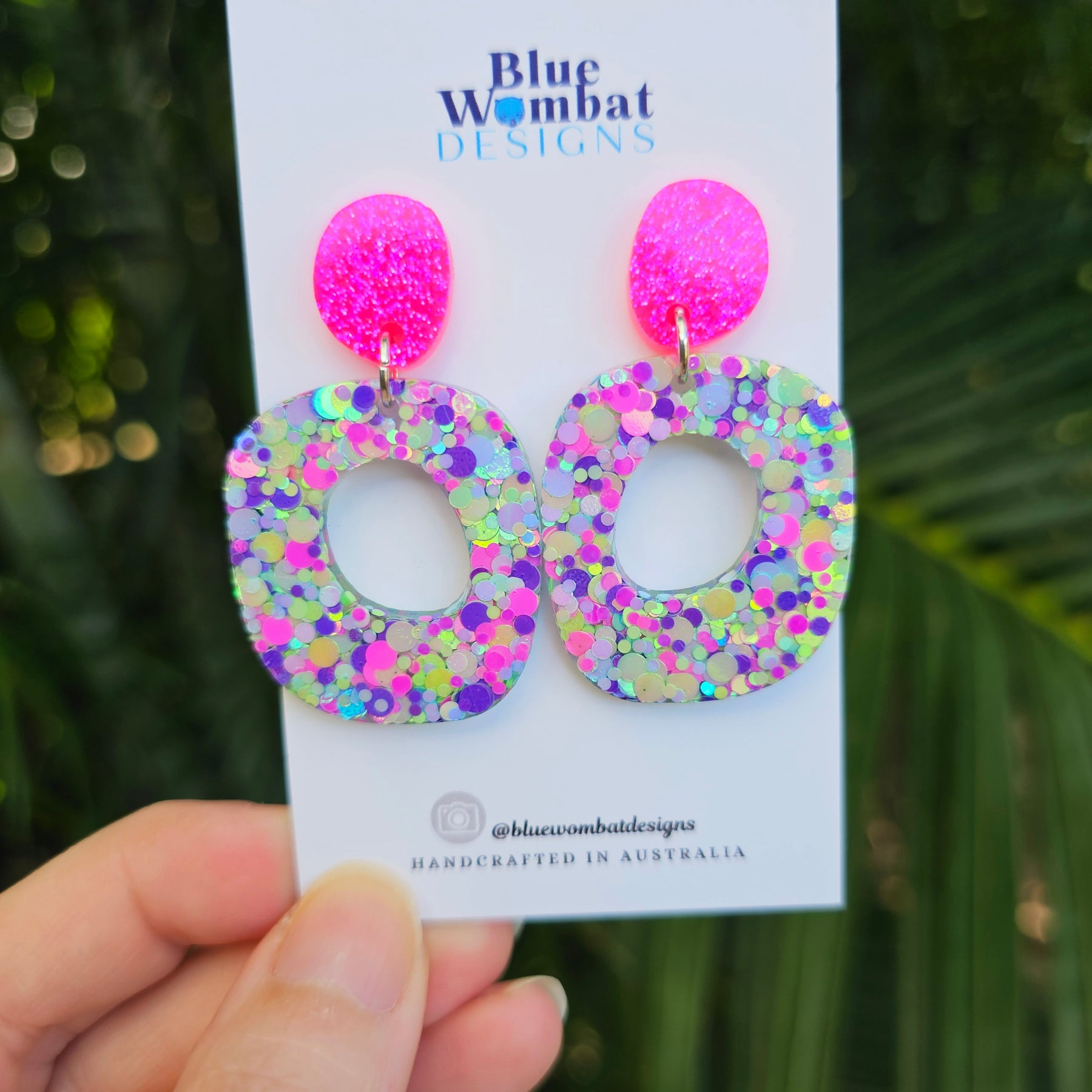 Resin Glitter Organic Shape Hoop Dangle Earrings