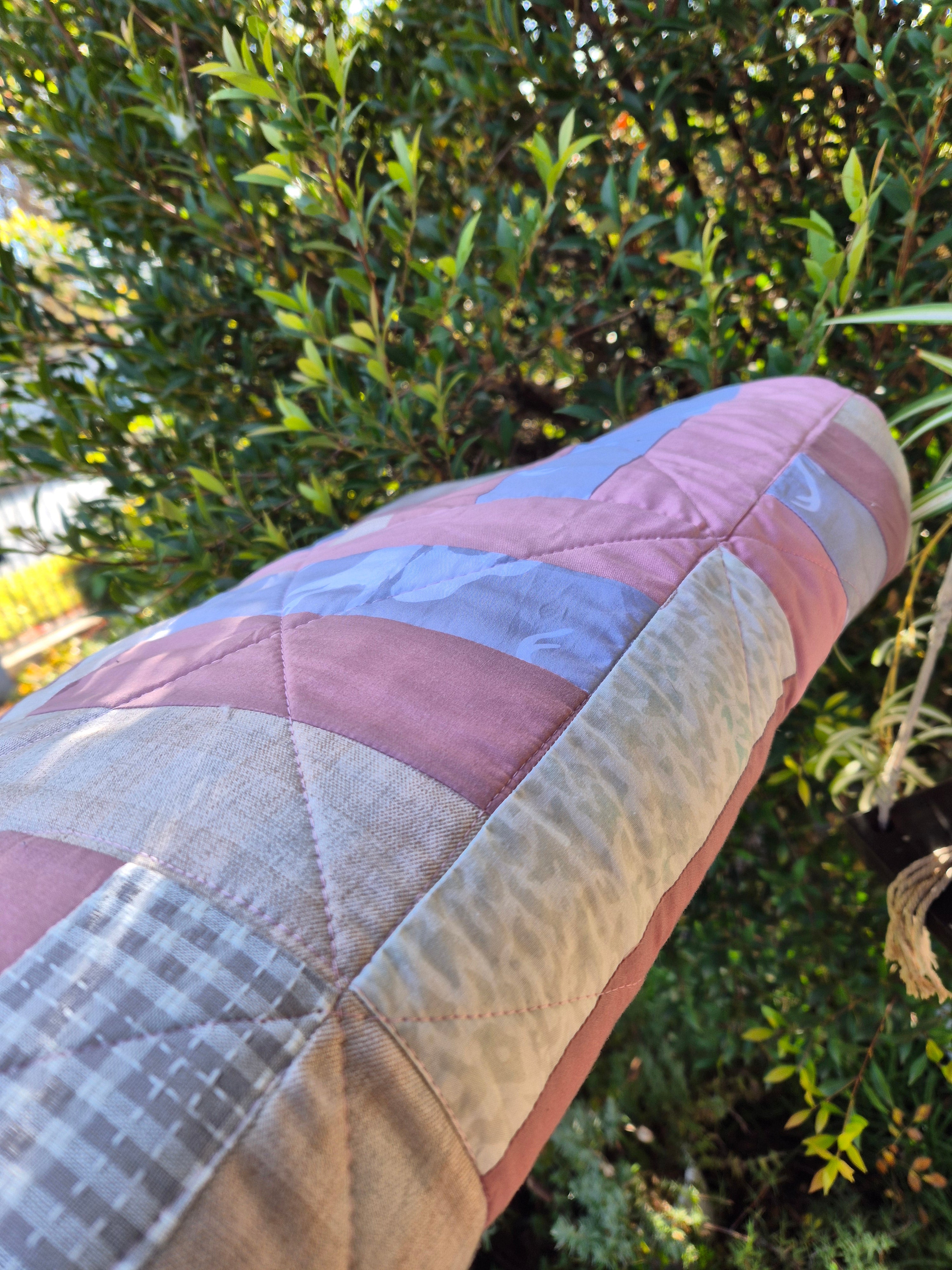 Pink and Grey toned patchwork quilt