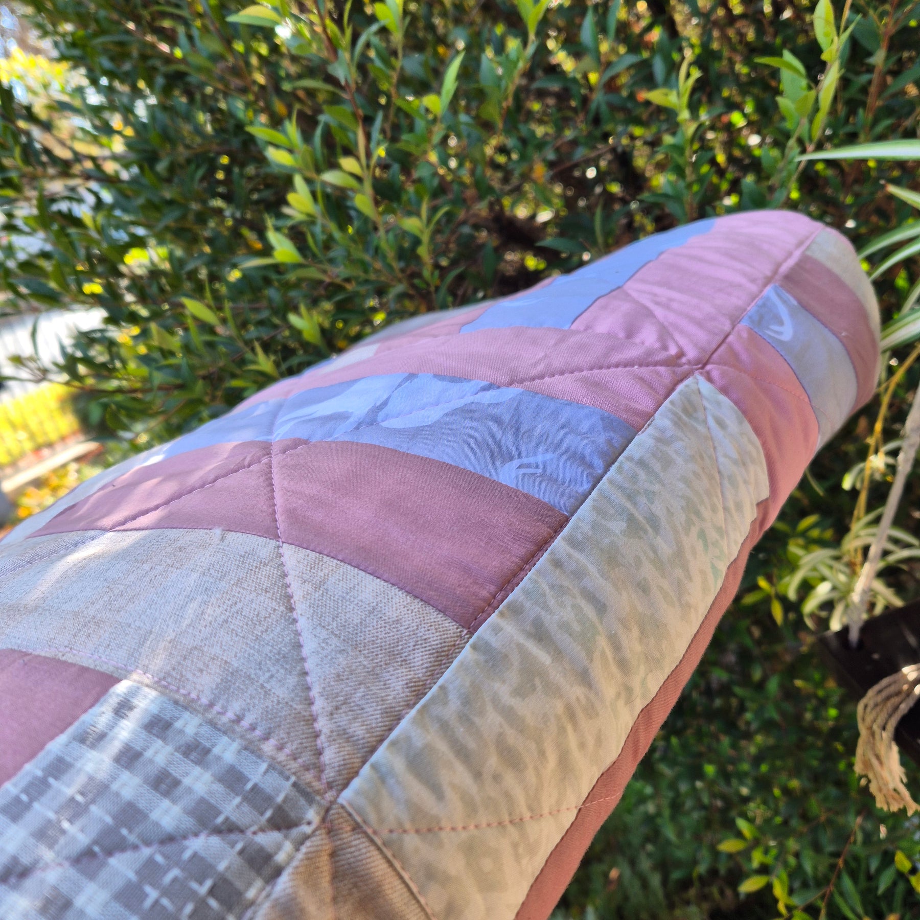 Pink and Grey toned patchwork quilt