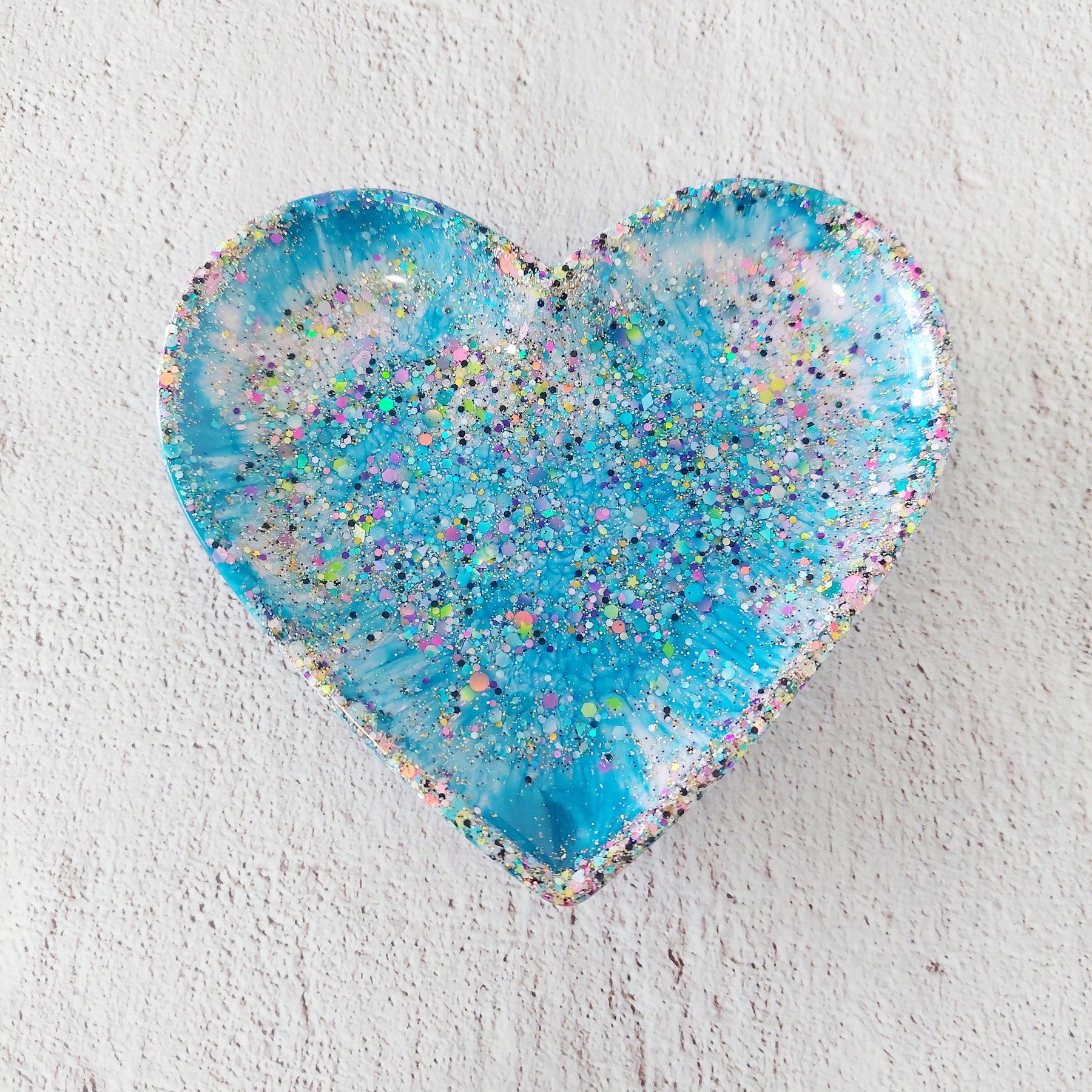 Love Heart Glitter Resin Trinket Tray Jewellery Holder
