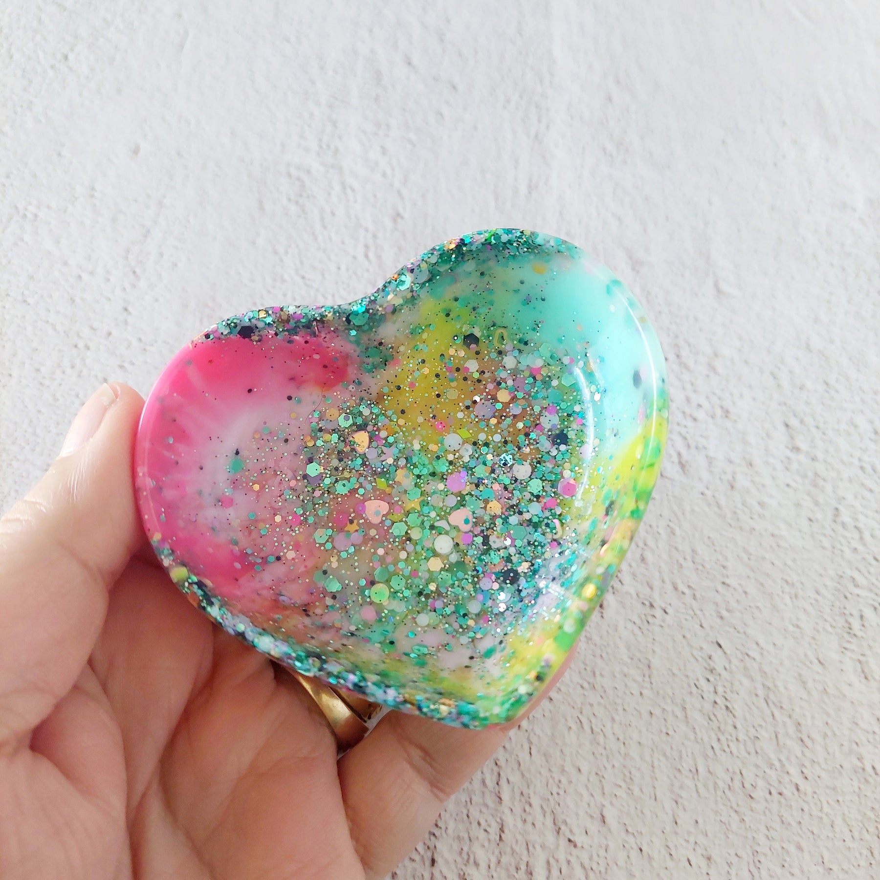 Love Heart Resin Glitter Trinket Dish Pinch Bowl