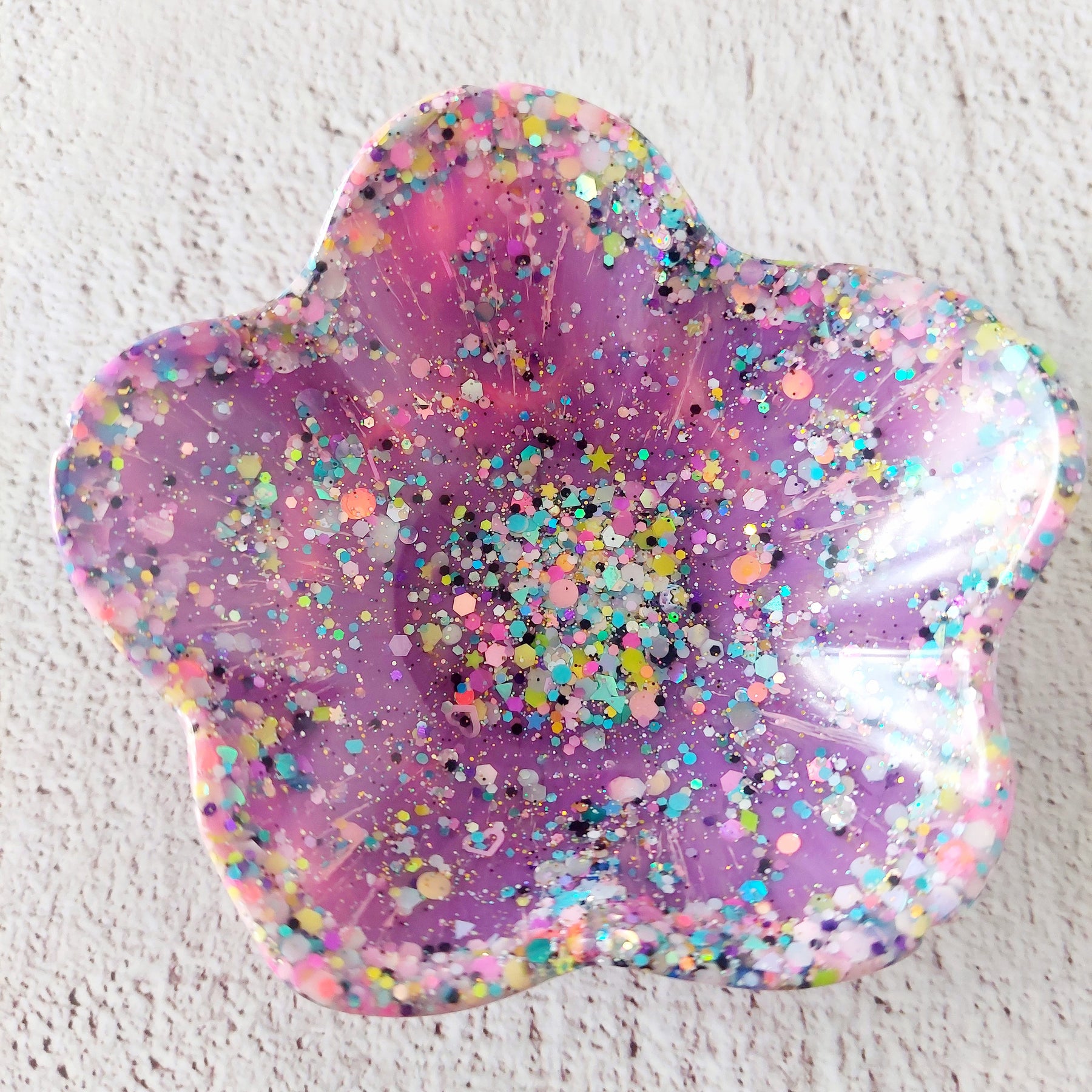 Small Flower Trinket Dish - Resin Glitter Trinket Dish - Jewellery Tray