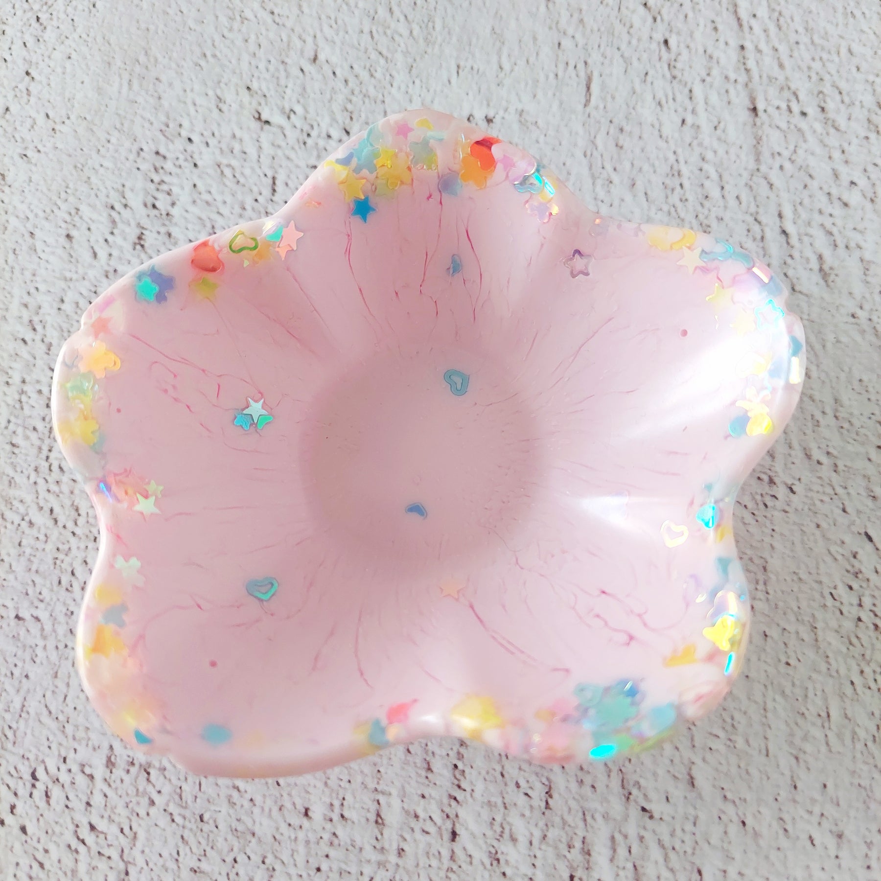 Small Flower Trinket Dish - Resin Glitter Trinket Dish - Jewellery Tray