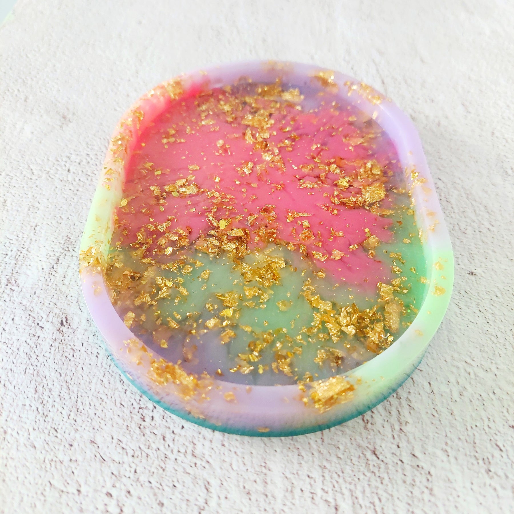 Gold Foil Resin Trinket Dish Jewellery Holder
