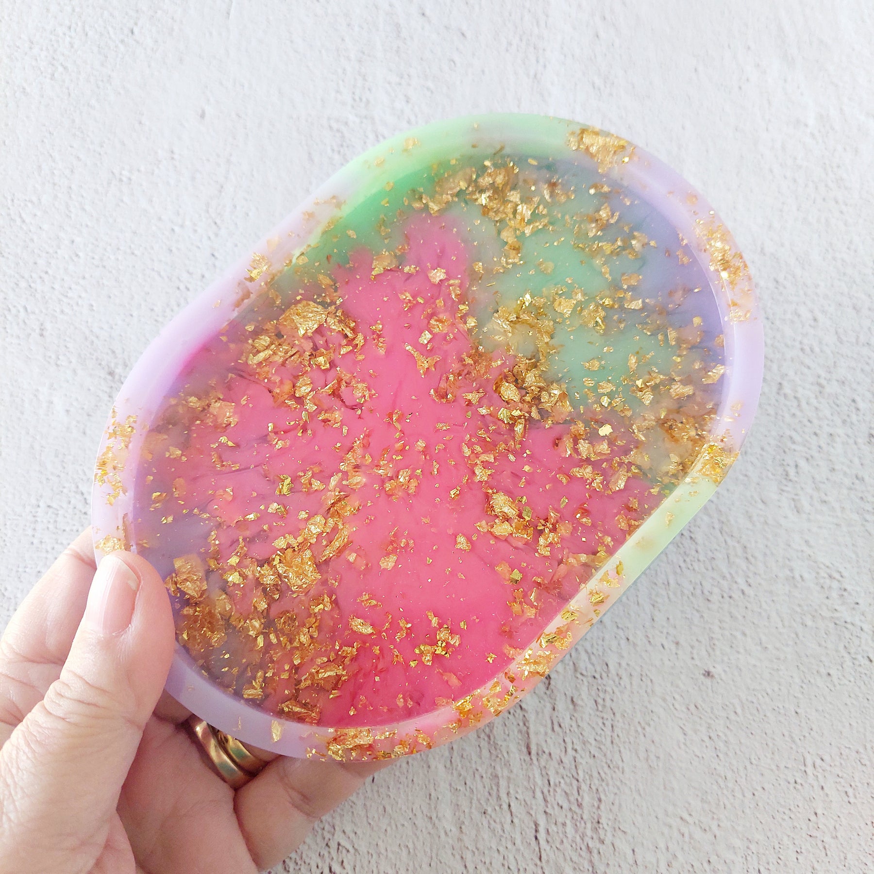 Gold Foil Resin Trinket Dish Jewellery Holder