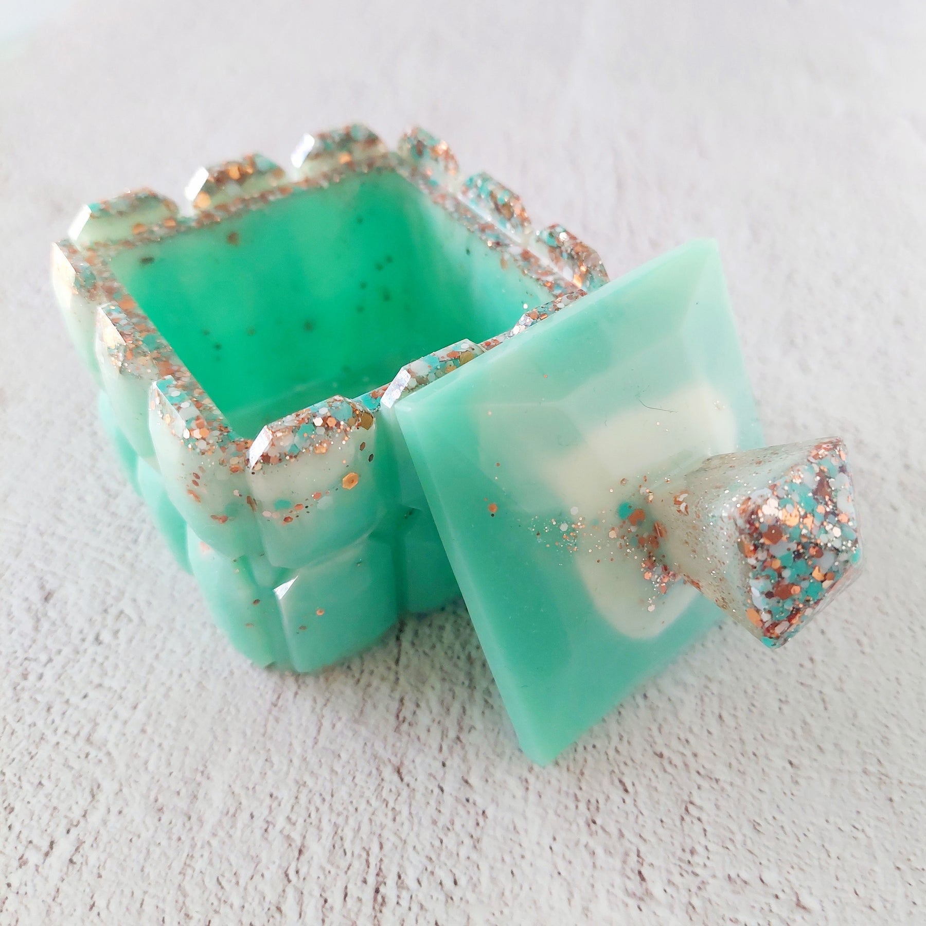 Square Faceted Jewellery Trinket Box