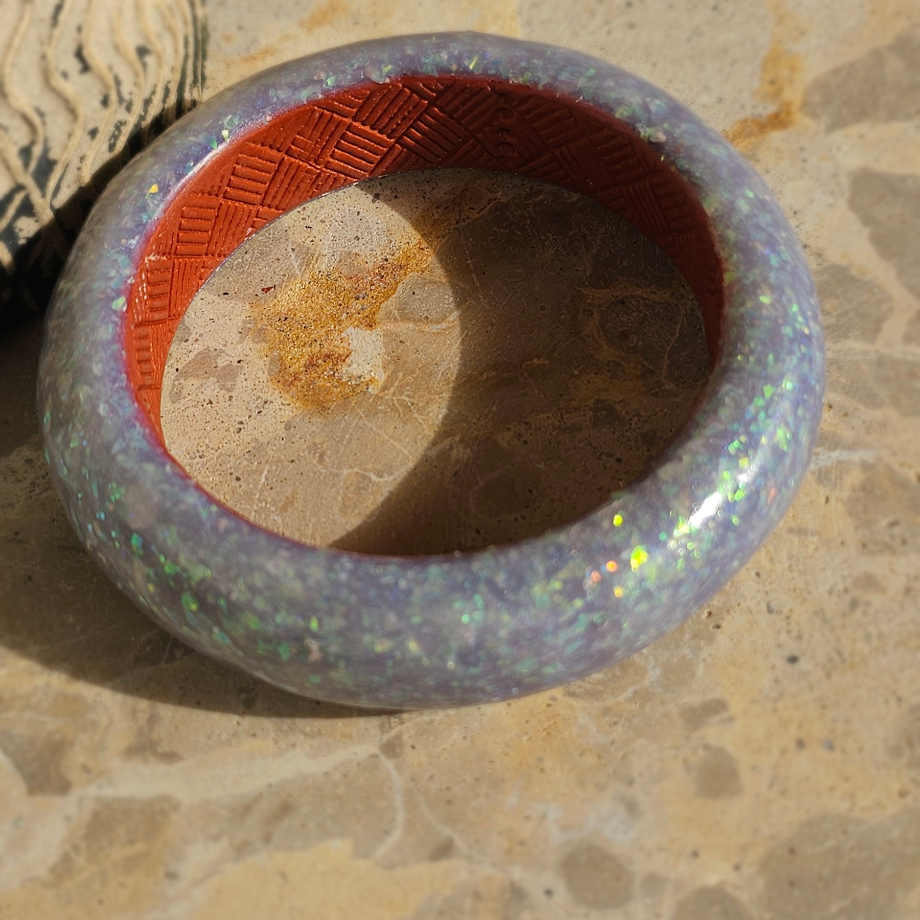 OPAL SPARKLE STATEMENT BANGLE – POLYMER CLAY