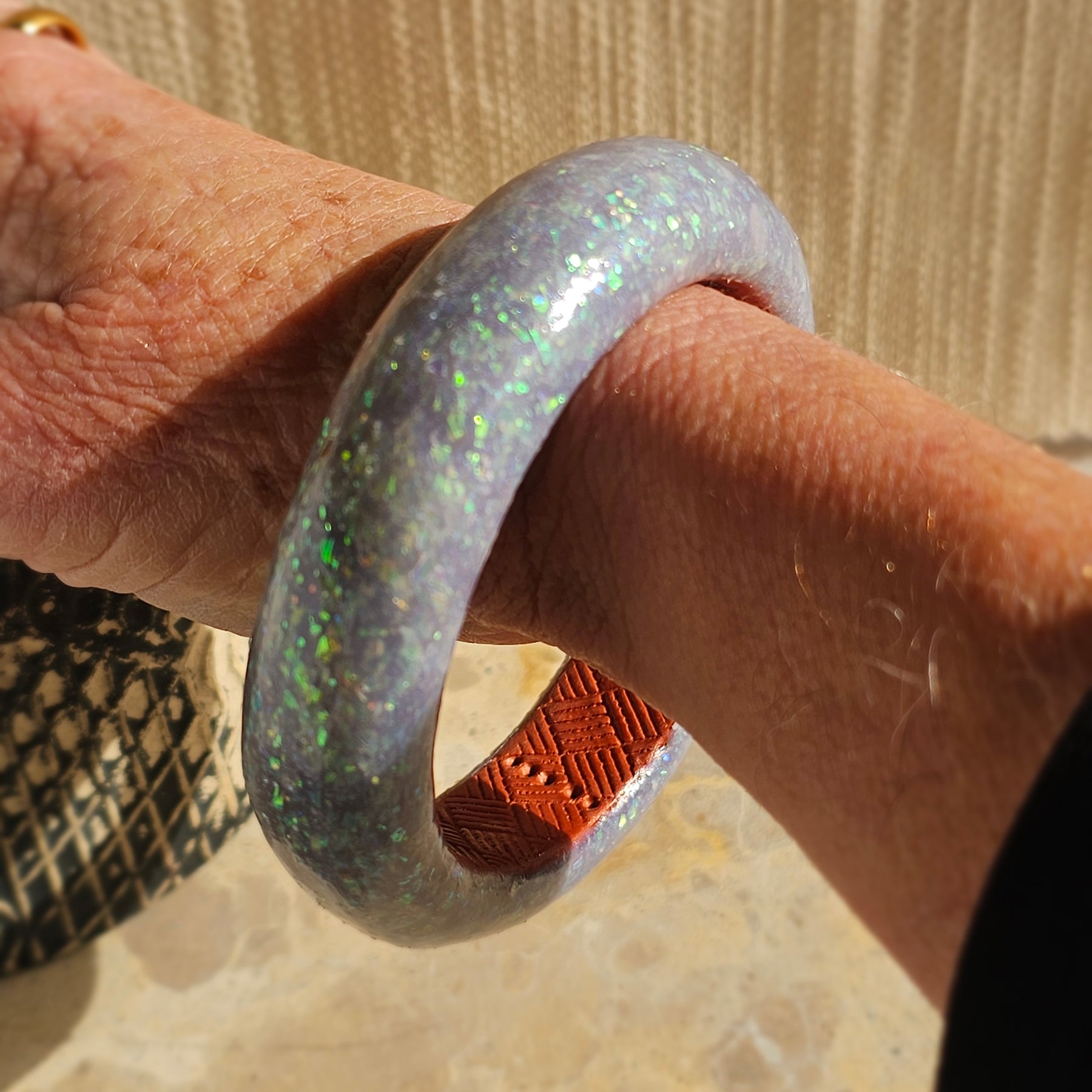OPAL SPARKLE STATEMENT BANGLE – POLYMER CLAY