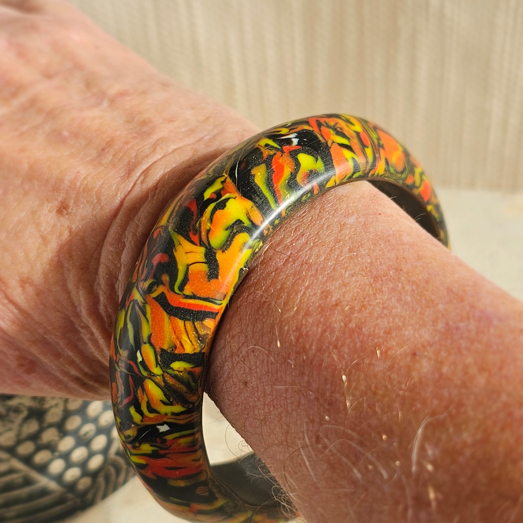 FIREBURST POLYMER CLAY STATEMENT BANGLE