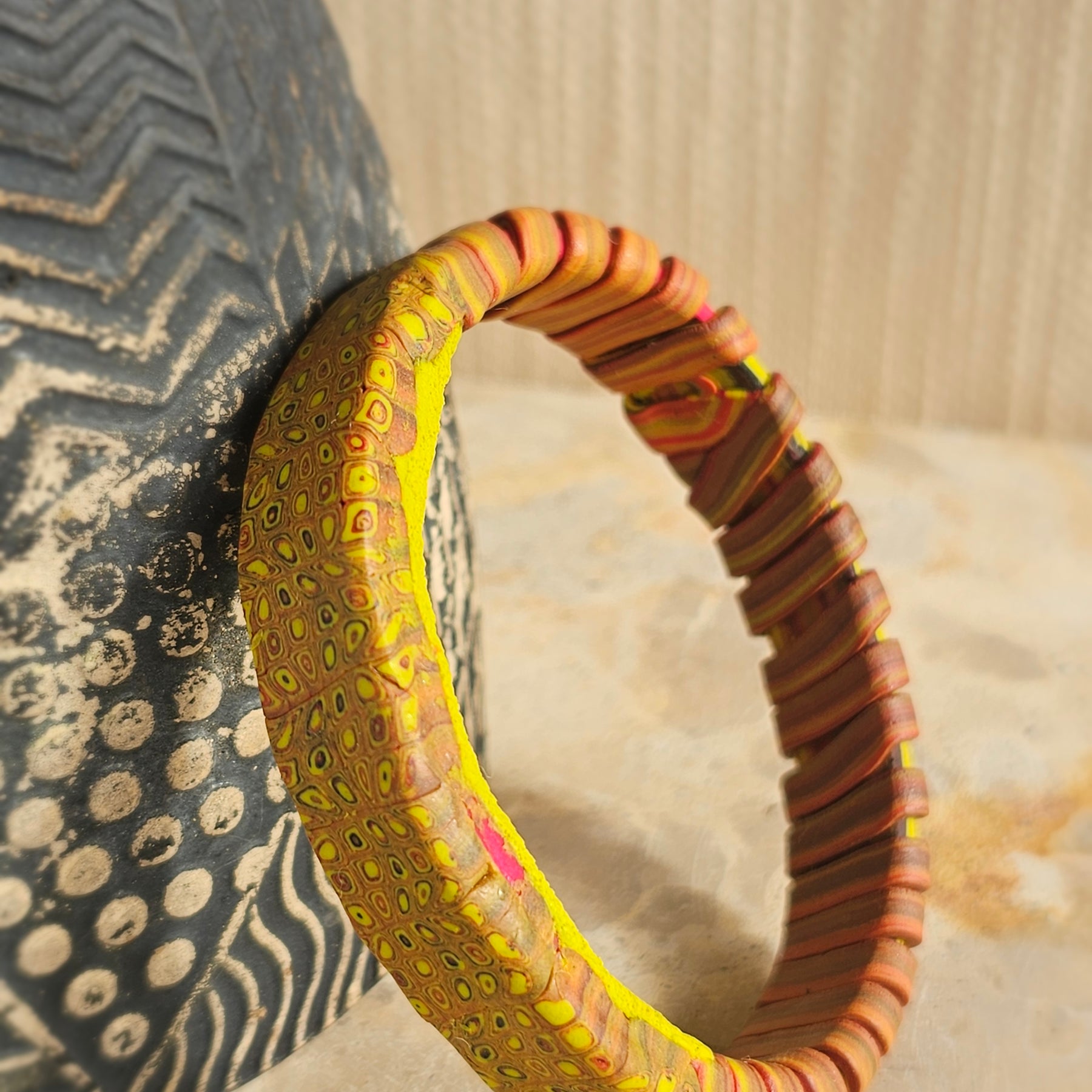 DESERT BLOOM  – POLYMER CLAY STATEMENT BANGLE