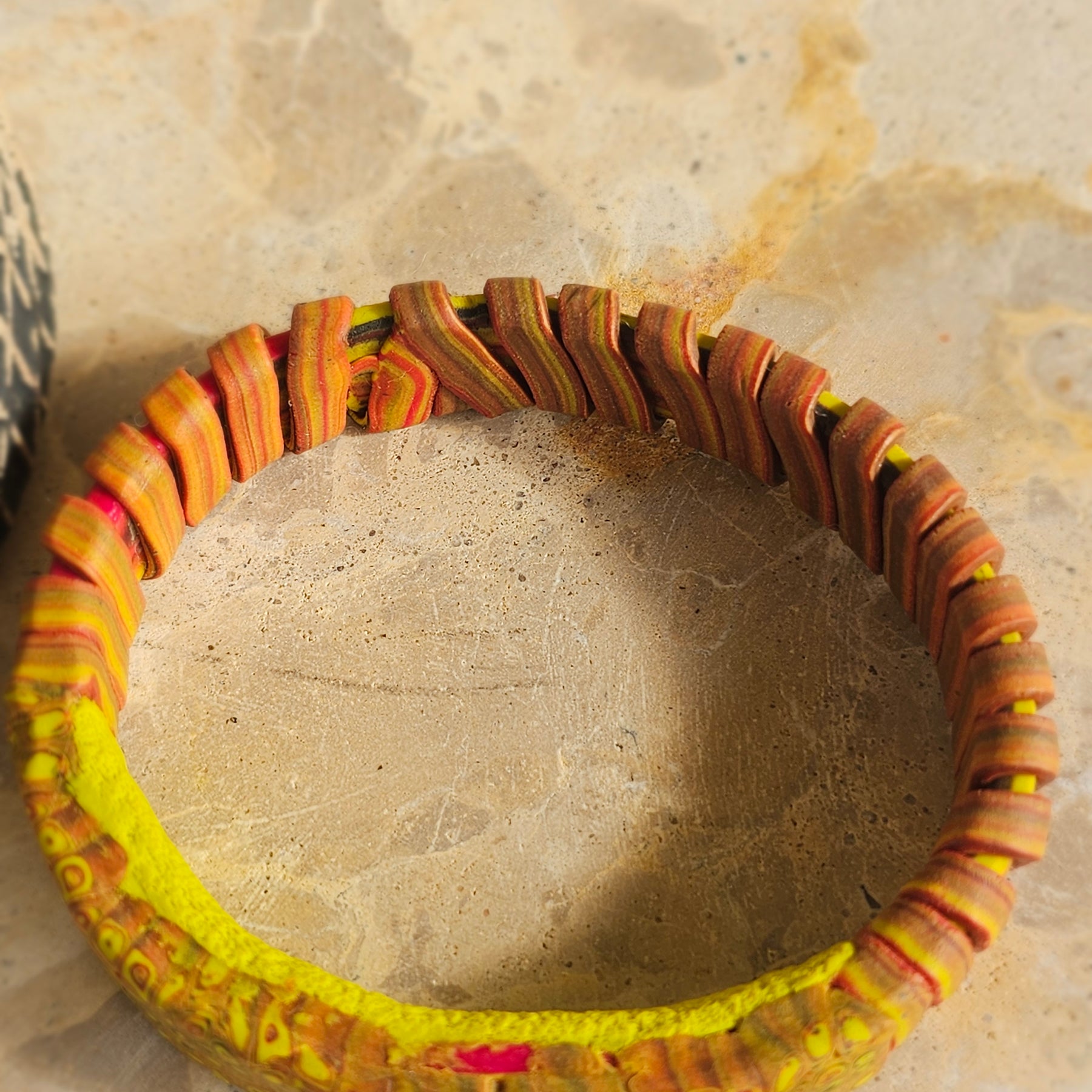DESERT BLOOM  – POLYMER CLAY STATEMENT BANGLE