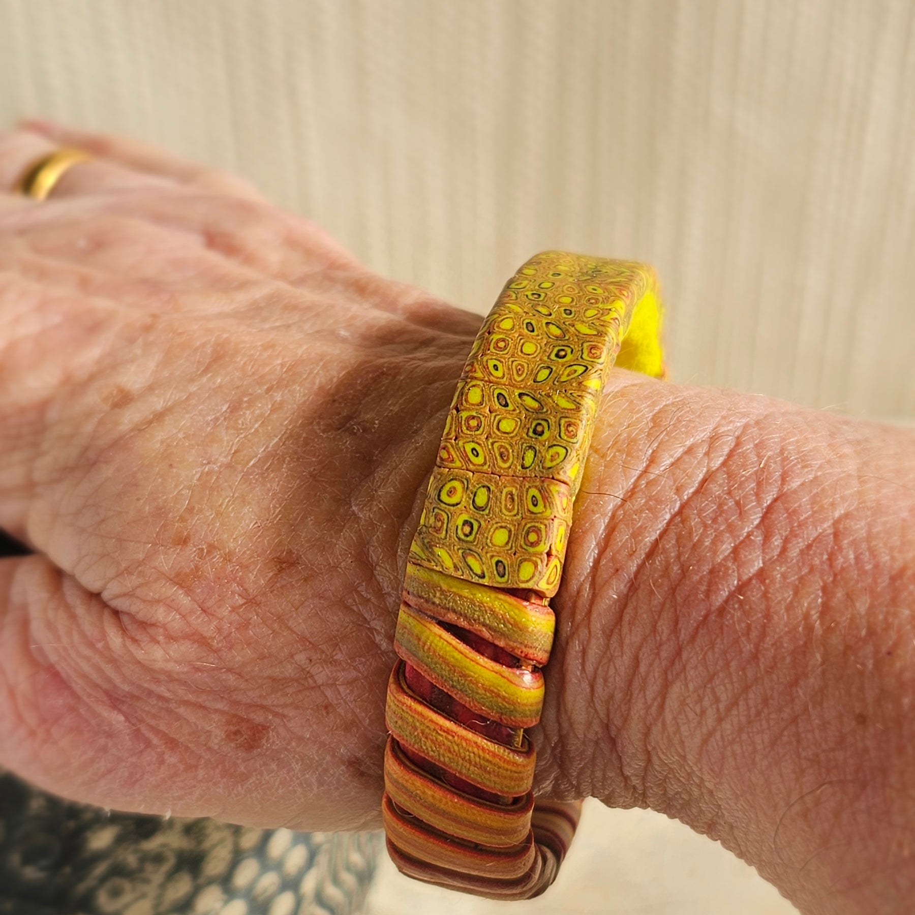 DESERT BLOOM  – POLYMER CLAY STATEMENT BANGLE