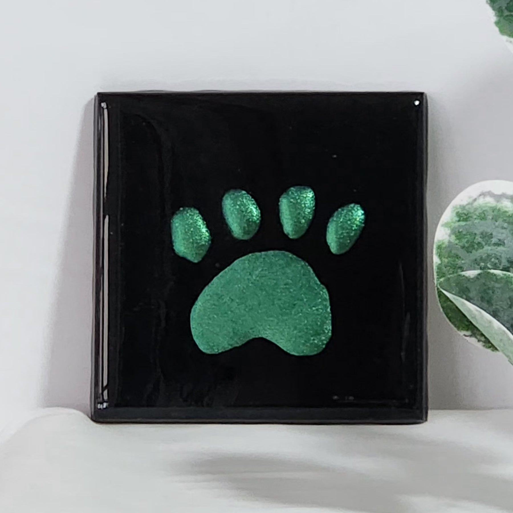 Puppy Mania Green or Purple Single Resin Drink Coaster, Epoxy Resin Coaster, Drinkware