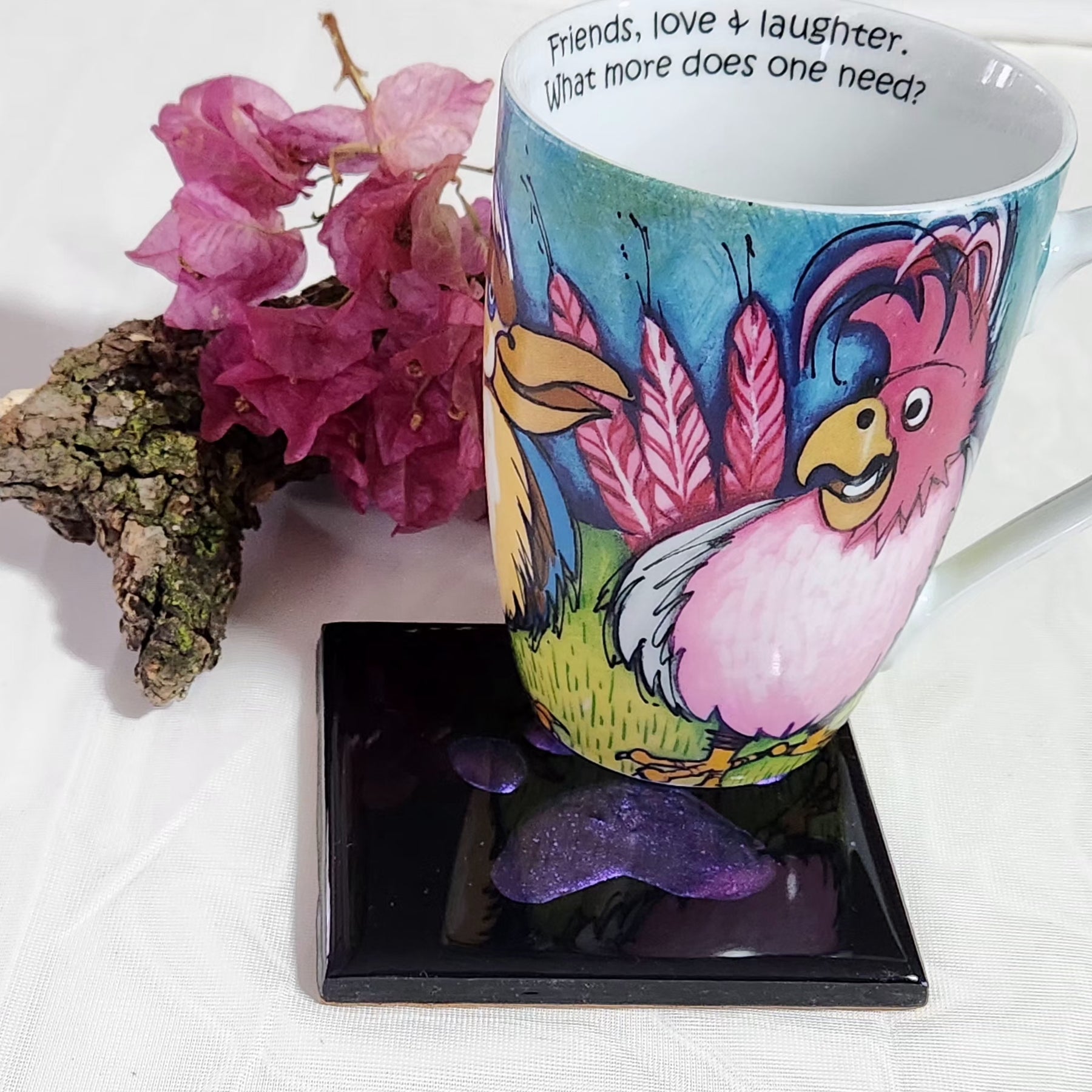 Puppy Mania Green or Purple Single Resin Drink Coaster, Epoxy Resin Coaster, Drinkware