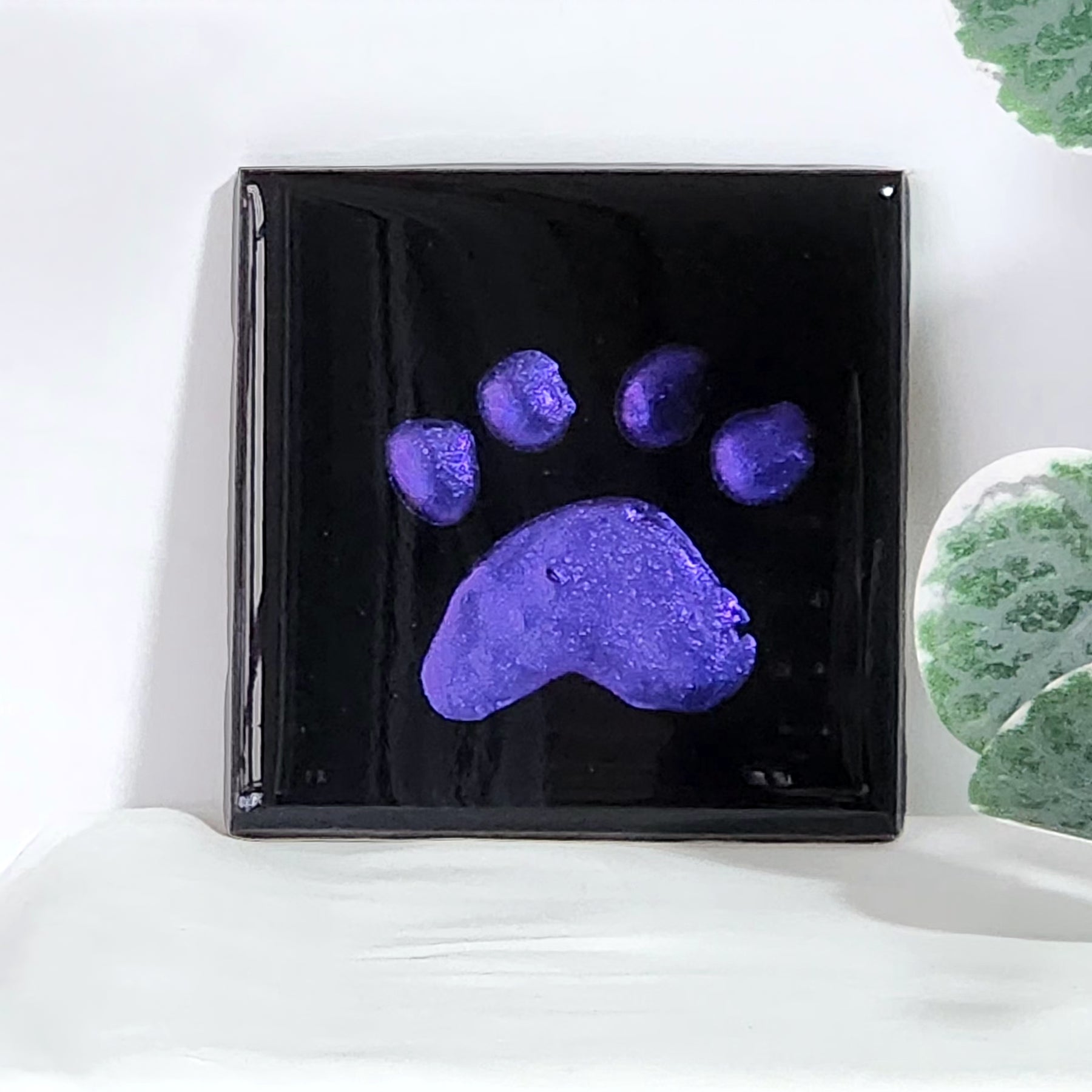 Puppy Mania Green or Purple Single Resin Drink Coaster, Epoxy Resin Coaster, Drinkware