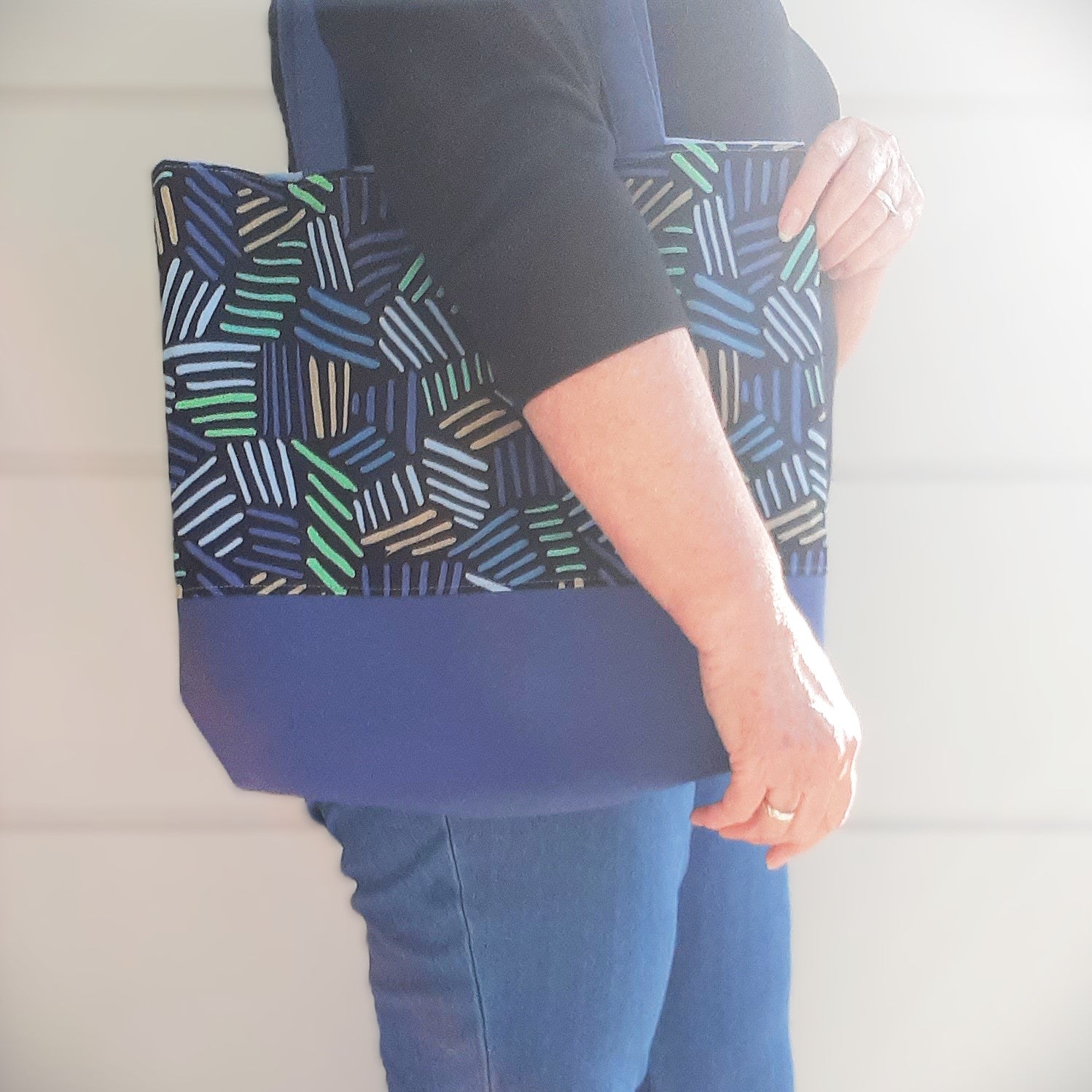 Geometric Blues - Medium Sized Tote