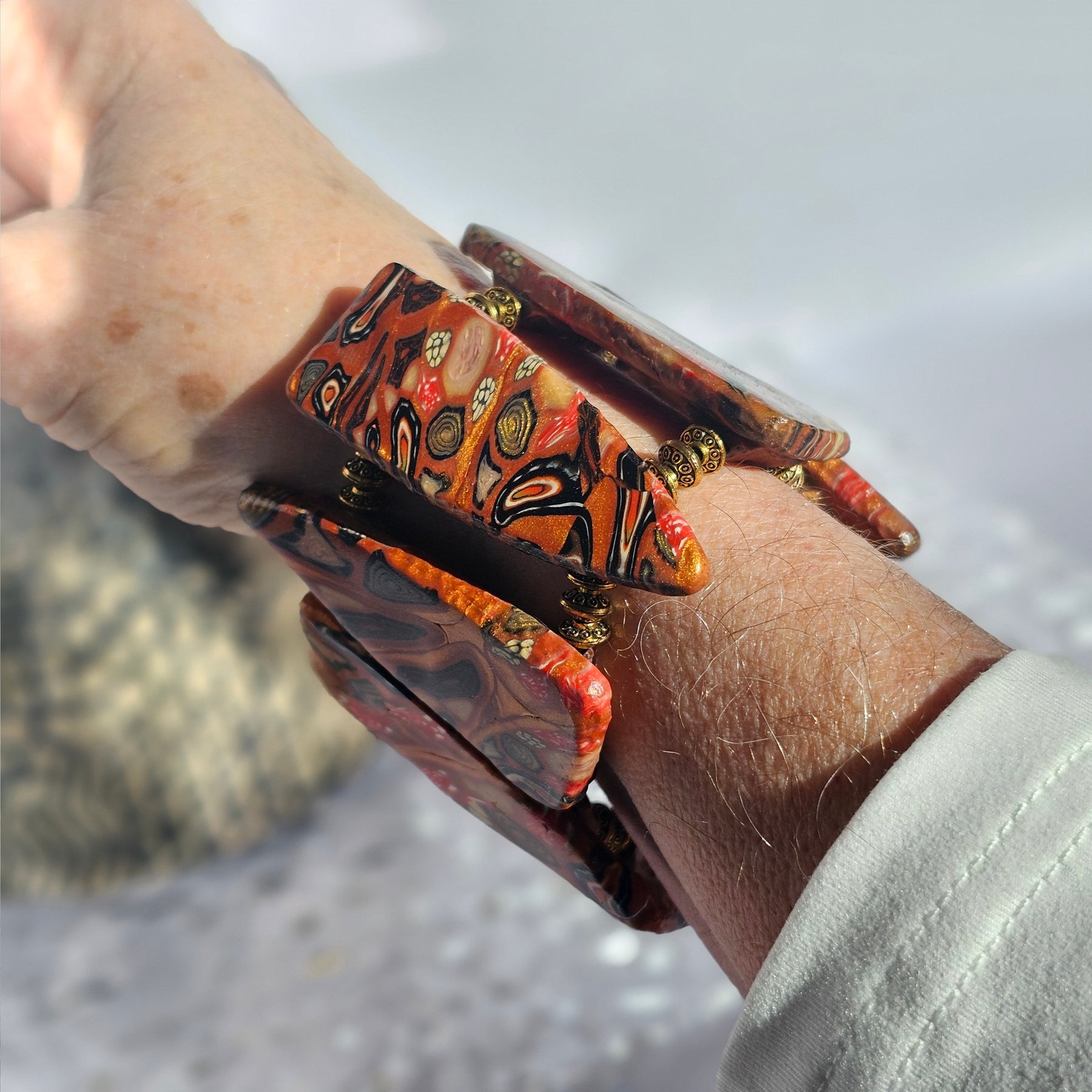 BOLD EARTH ENERGY – POLYMER CLAY STATEMENT BANGLE