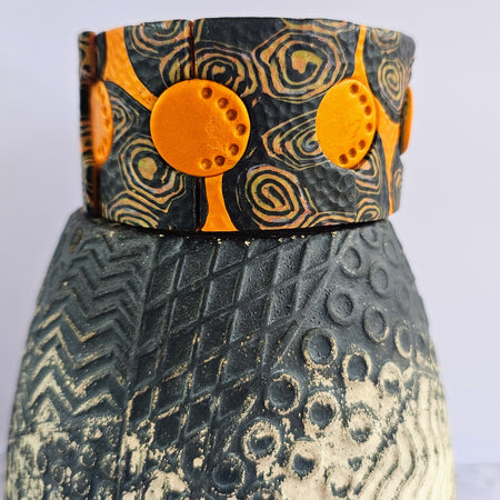 Polymer Clay Statement Bangle - Solar Swirls