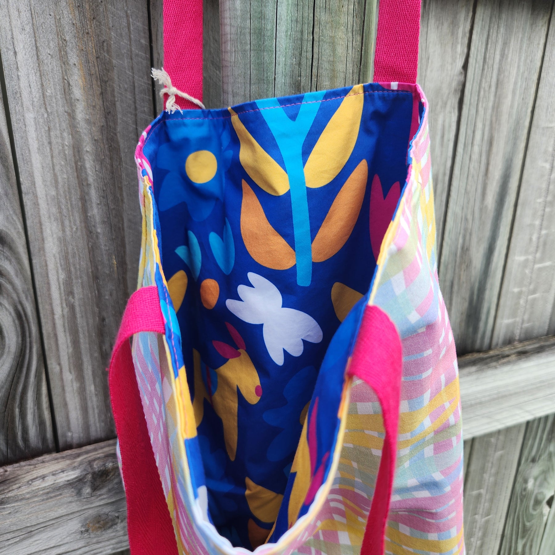 Abstract Floral Reversible Medium Tote Bag