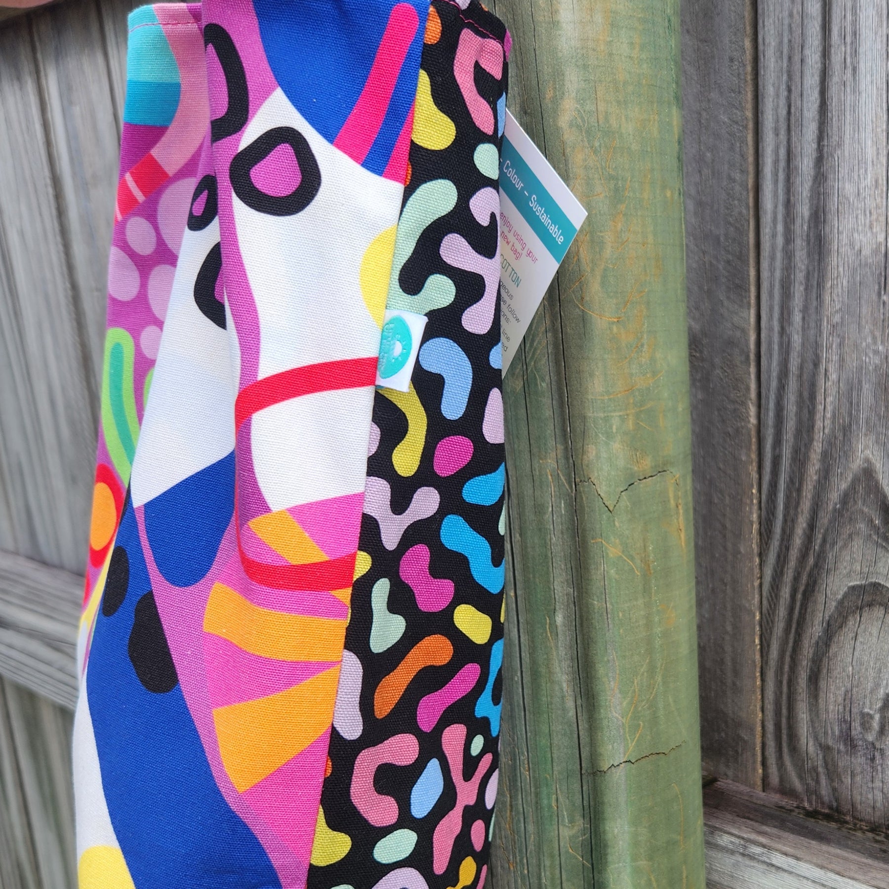 Bright Abstract Shapes Reversible Medium Tote Bag