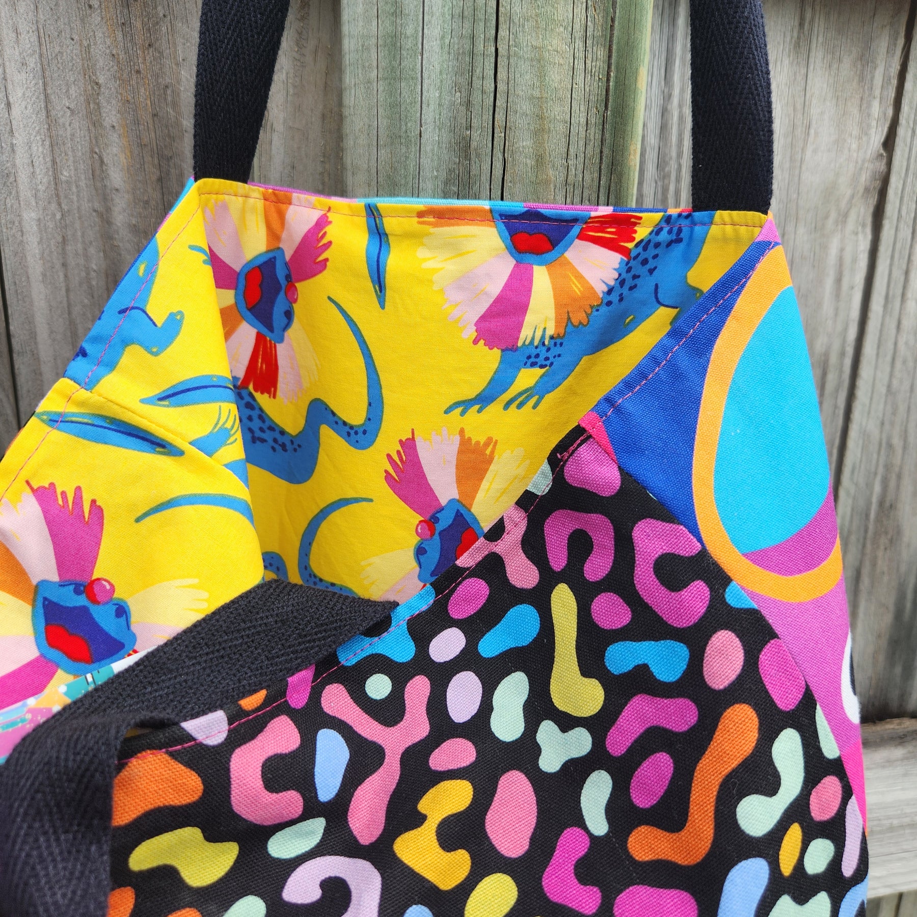 Bright Abstract Shapes Reversible Medium Tote Bag