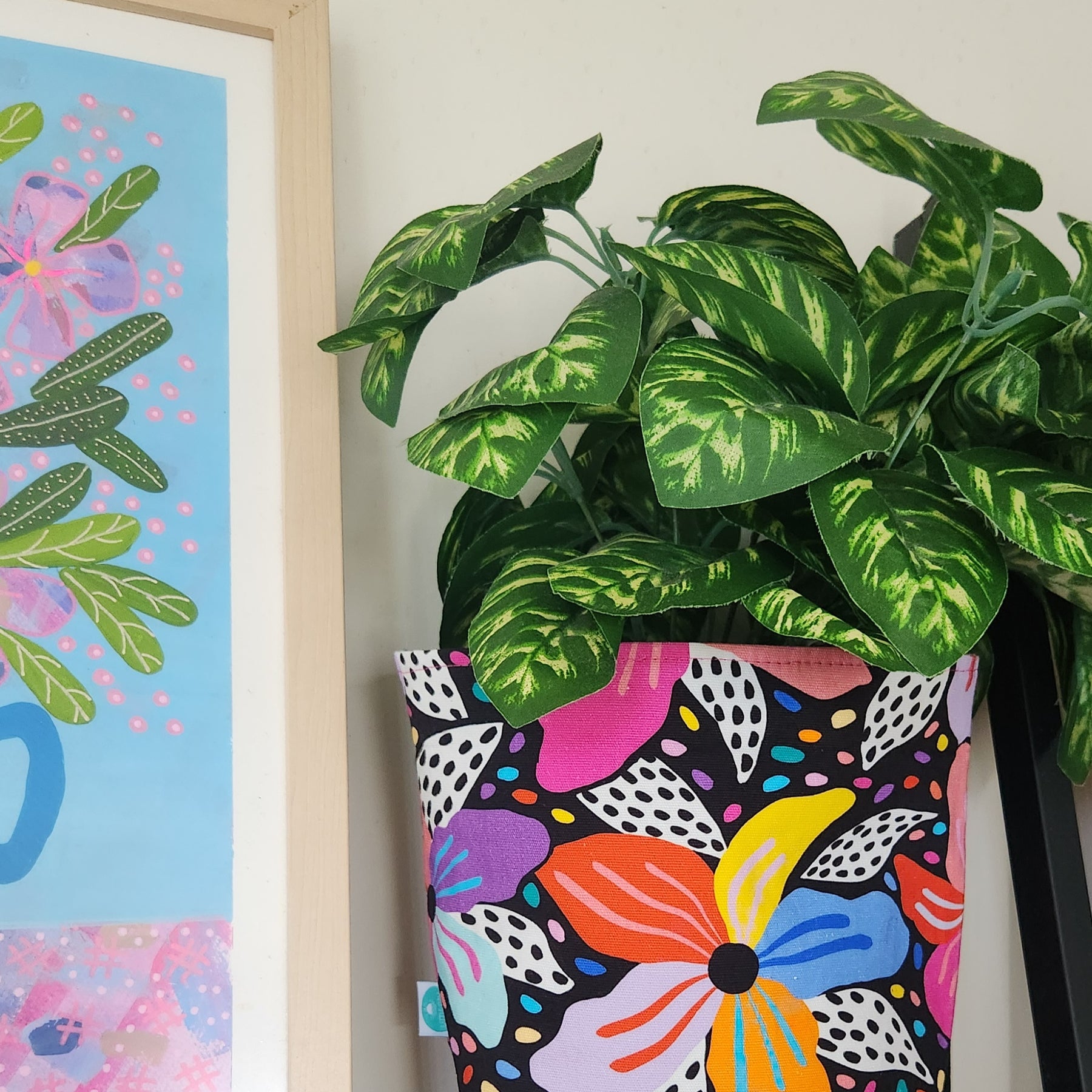 Bright Colours Flowers Fabric Plant Cover
