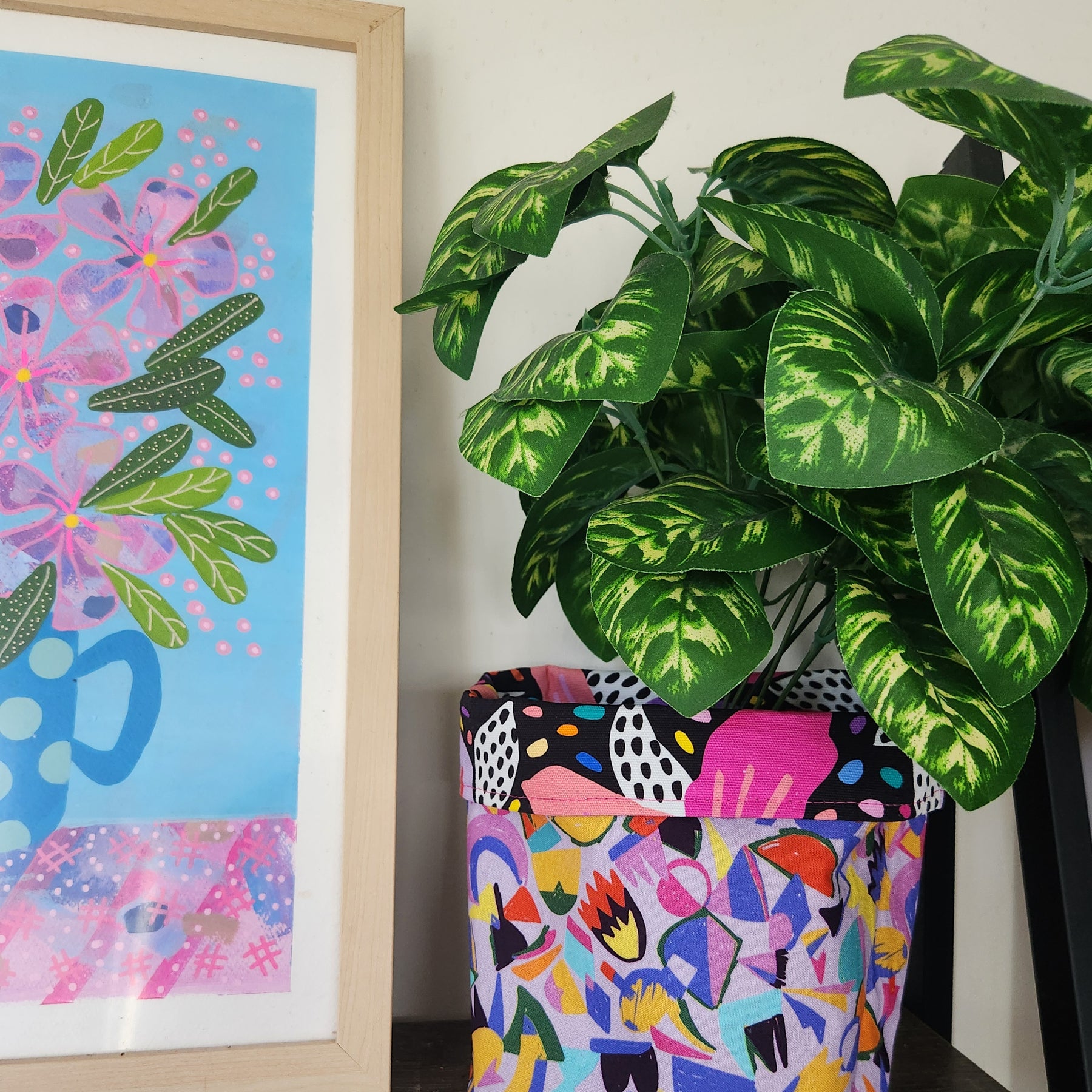 Bright Colours Flowers Fabric Plant Cover
