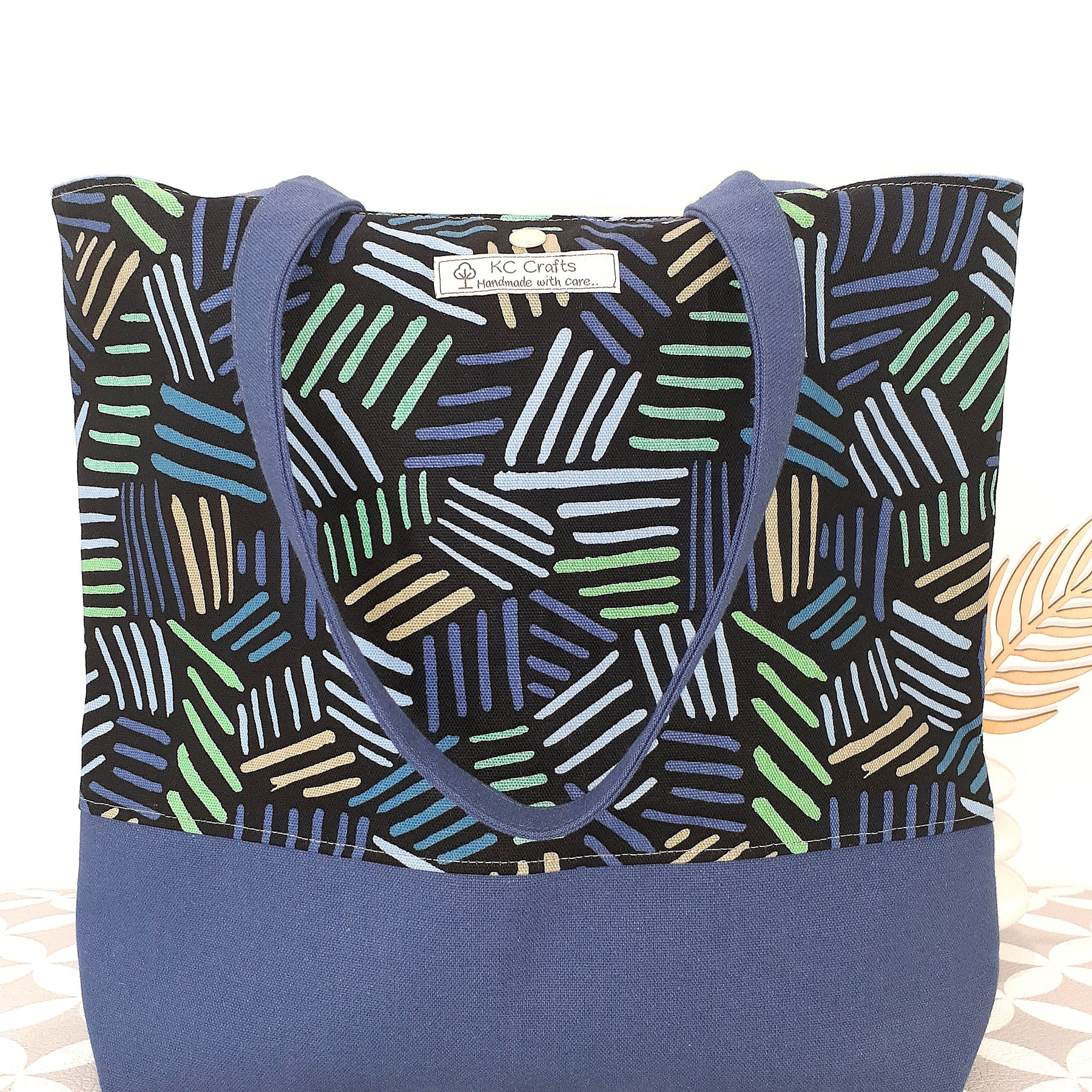 Geometric Blues - Medium Sized Tote