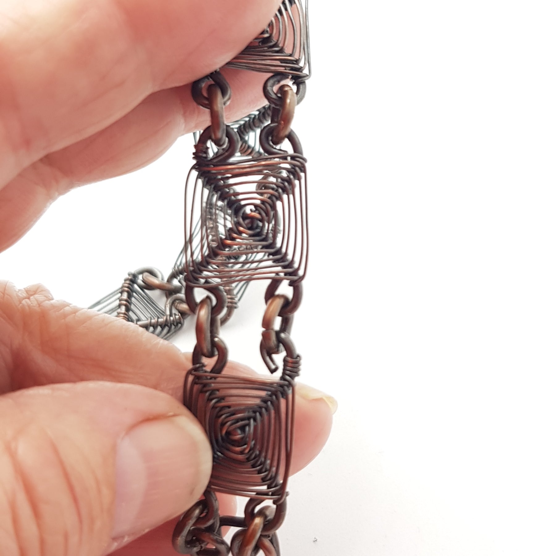copper woven square linked bracelet #656 AM/B
