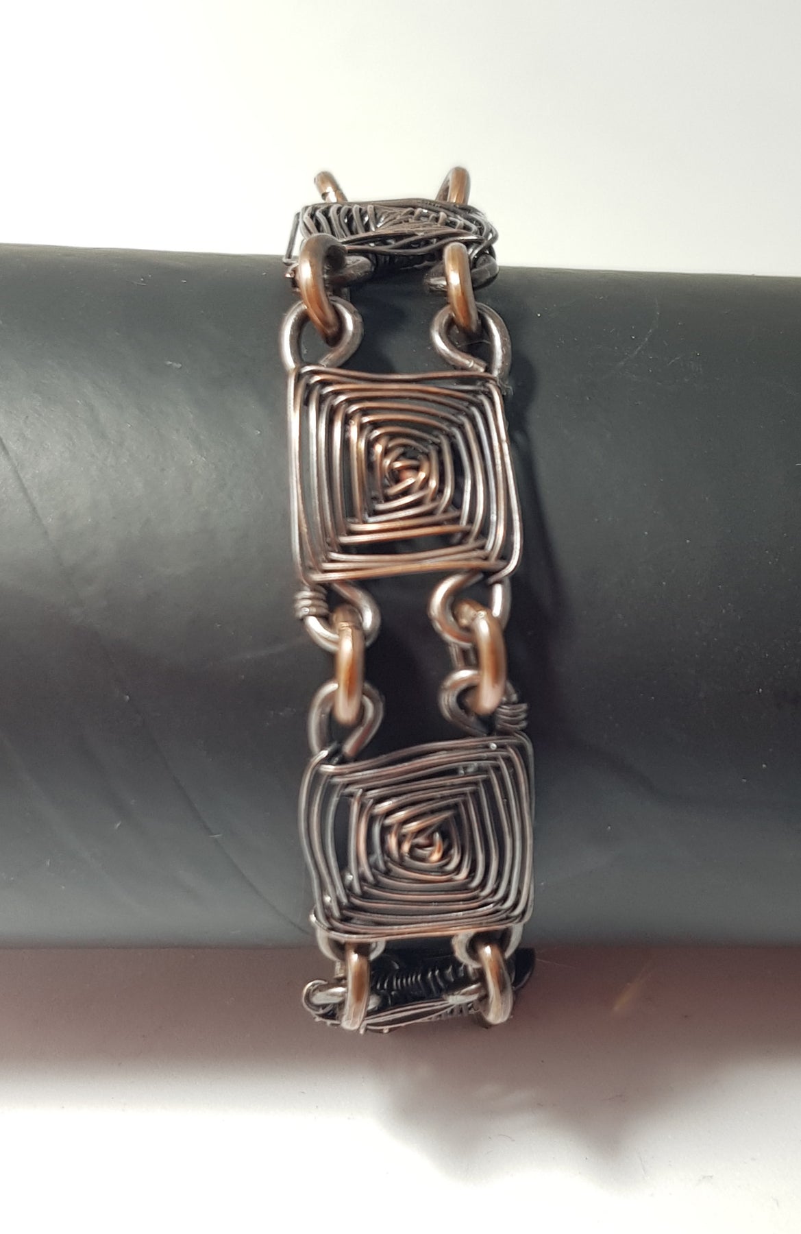 copper woven square linked bracelet #656 AM/B