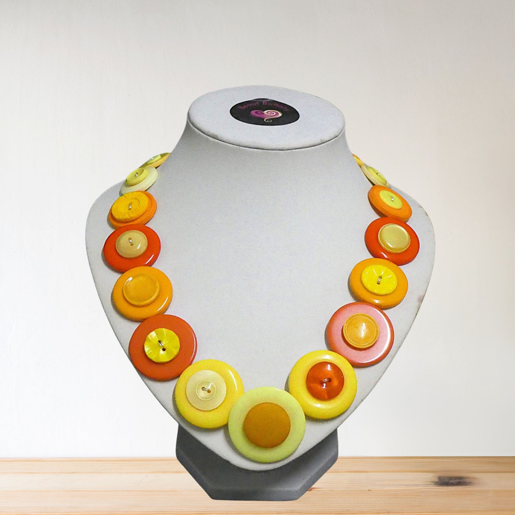 Button necklace - Oranges and Lemons