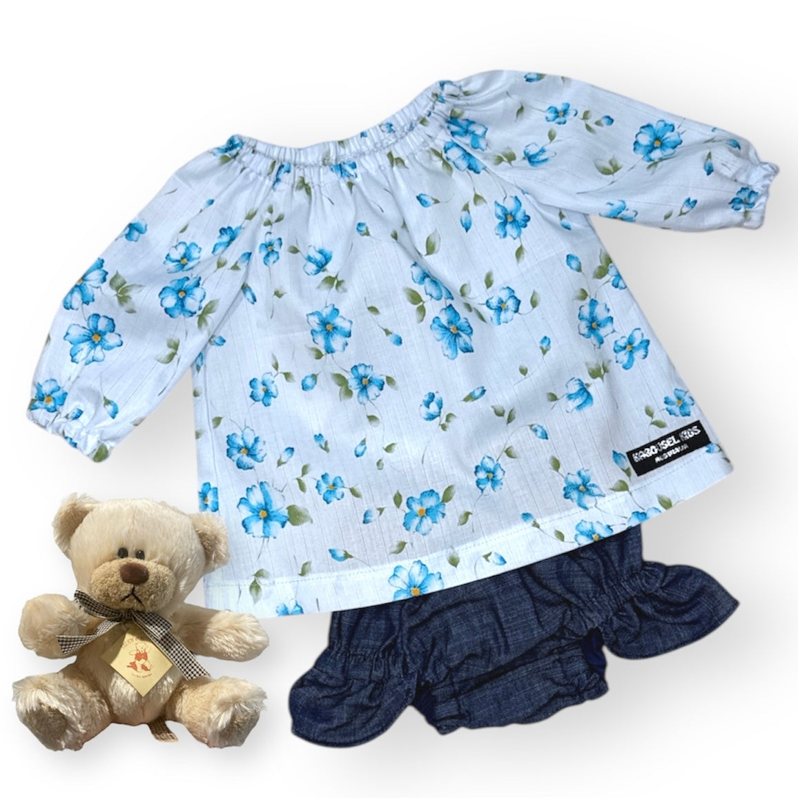 Baby Long Sleeve Top and Panties SET - Blue Flowers - SIZE 000