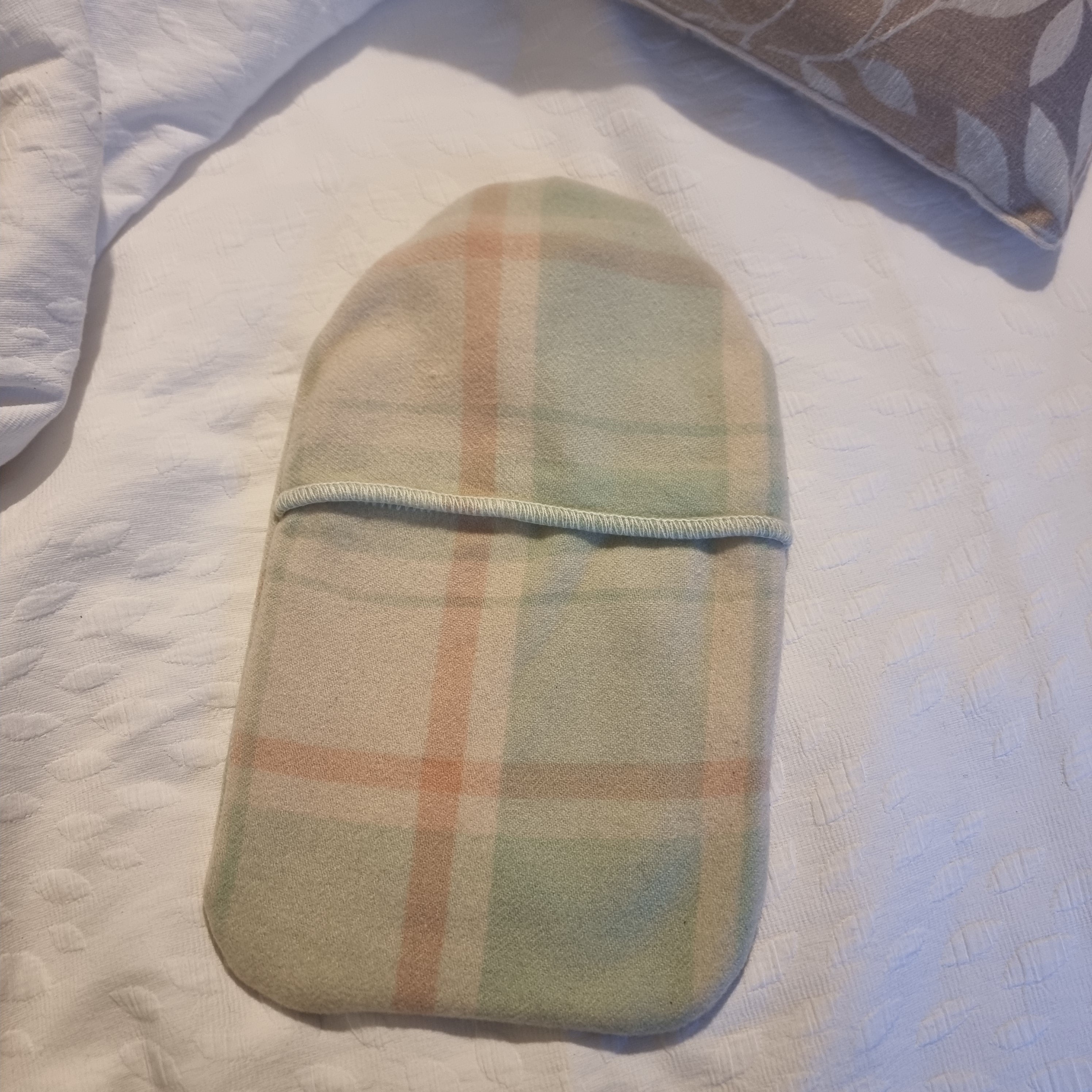 Upcycled hot water bottle cover - pale pastel flower