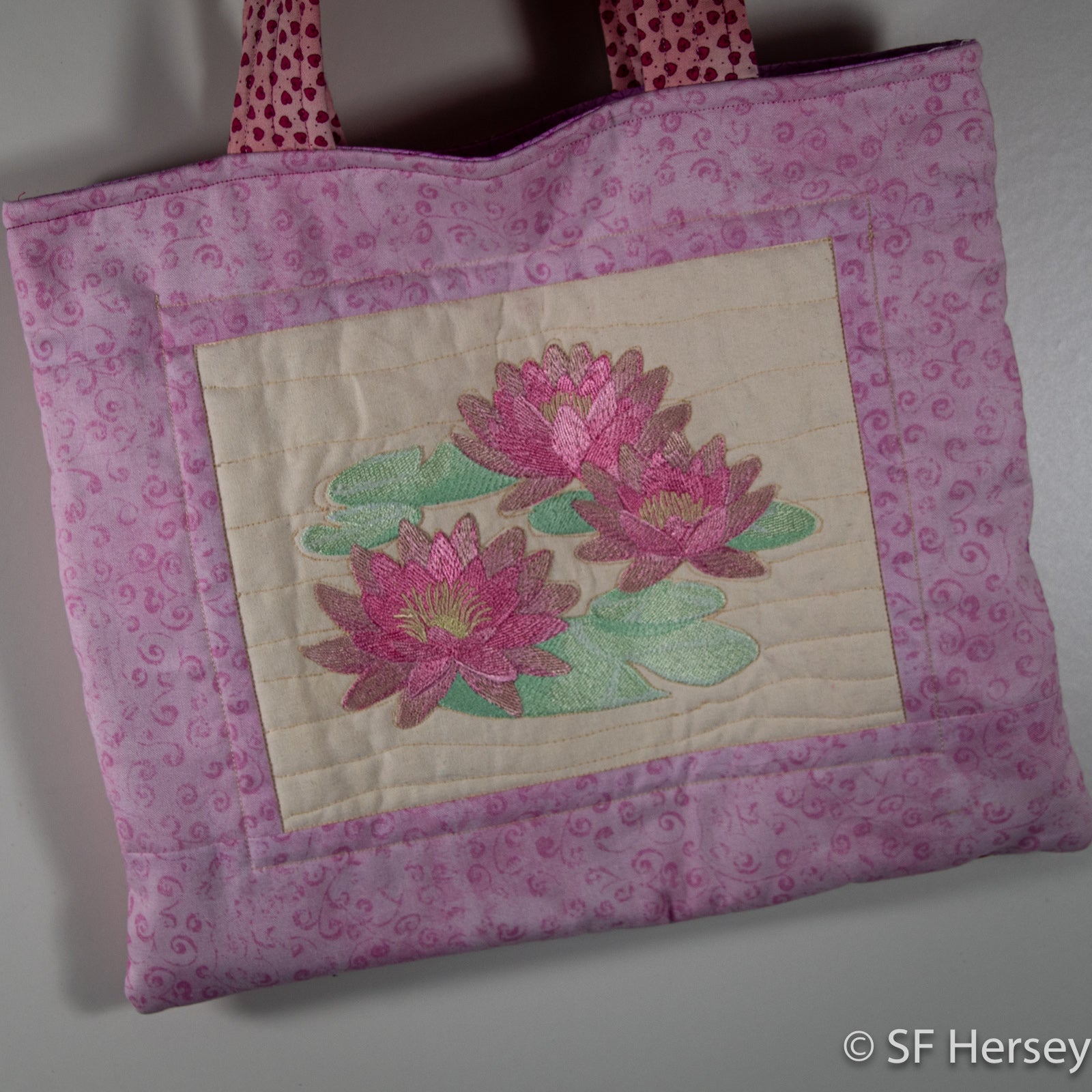 The Very Pink, Unique Shoulder Bag with Waterlilies