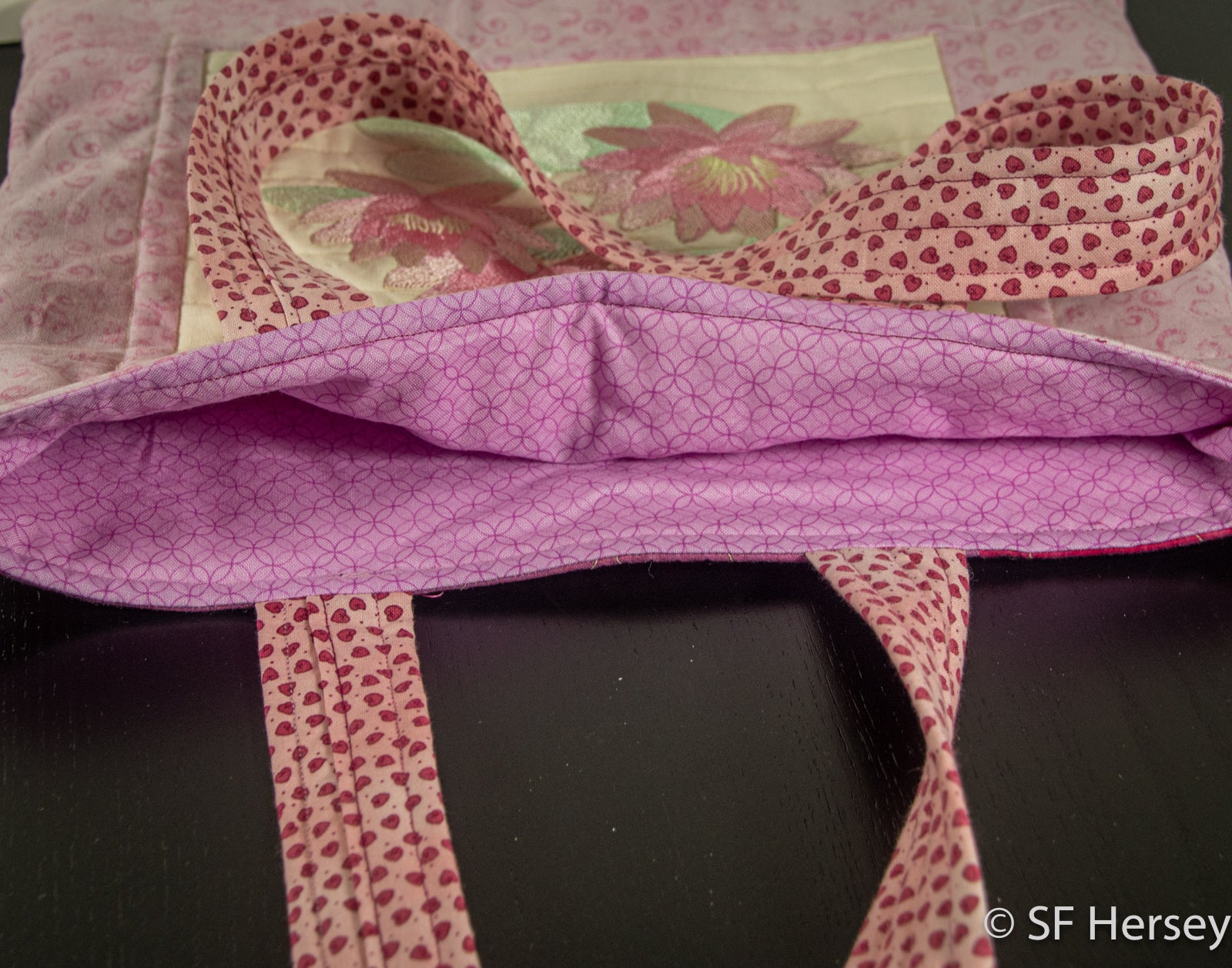 The Very Pink, Unique Shoulder Bag with Waterlilies