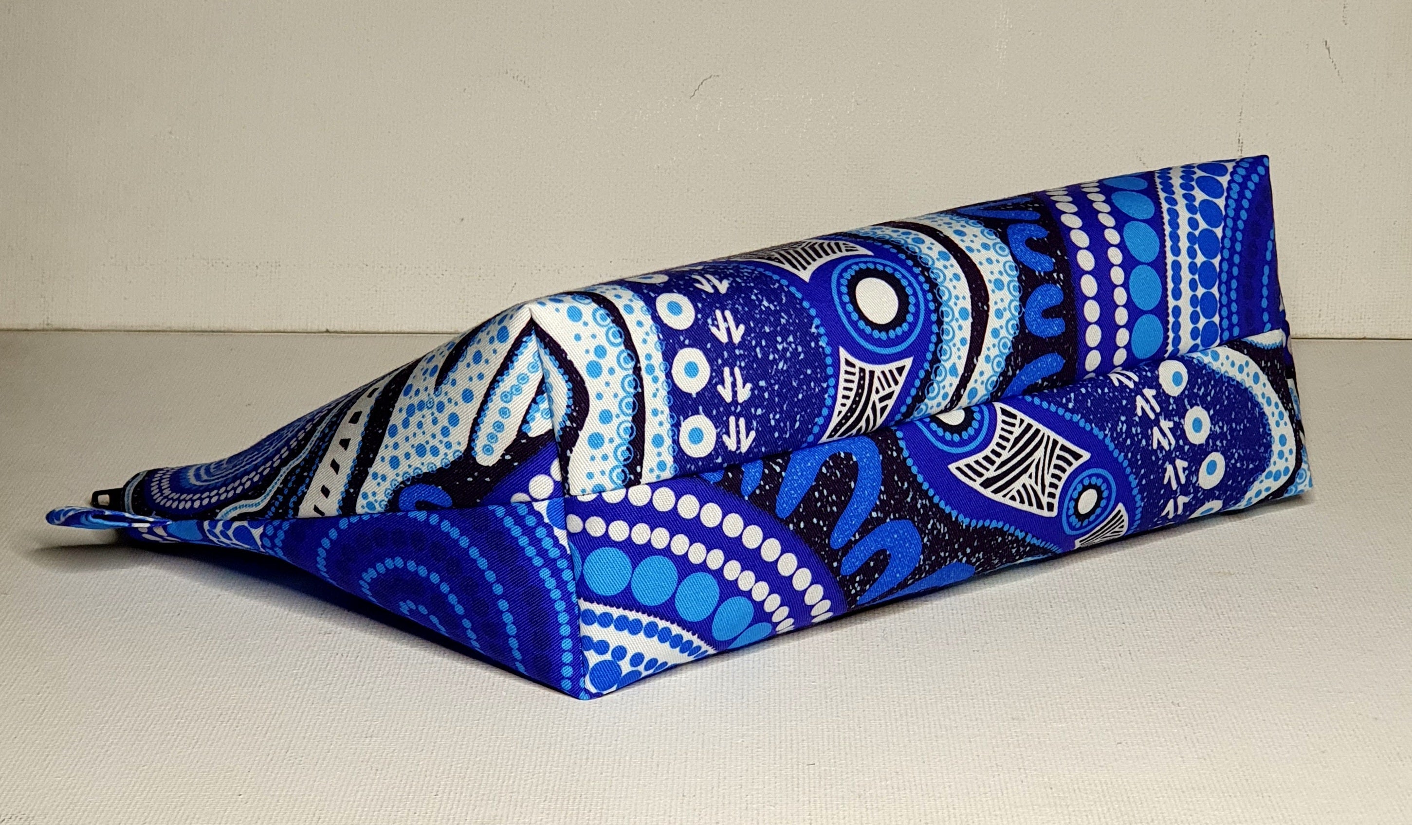 XL Pouch in Indigenous Blue and White Dot Print Fabric
